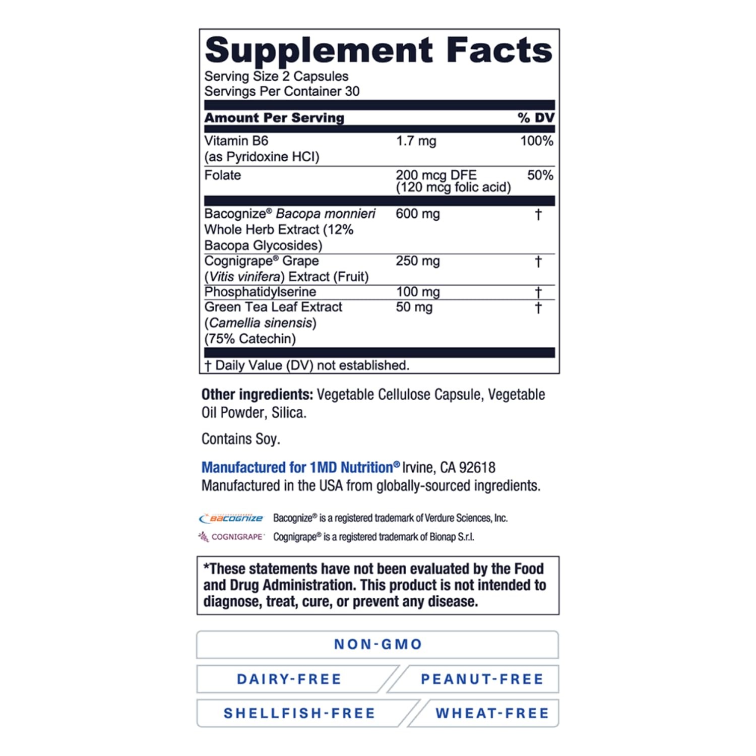 1MD Nutrition MindMD Brain Supplement for Memory and Focus Bacopa Monnieri …