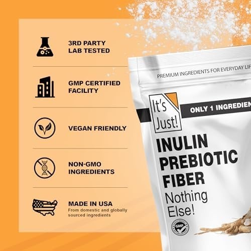 – Inulin Prebiotic Fiber, Water Soluble, Chicory Root Powder, Promotes Gut Healt