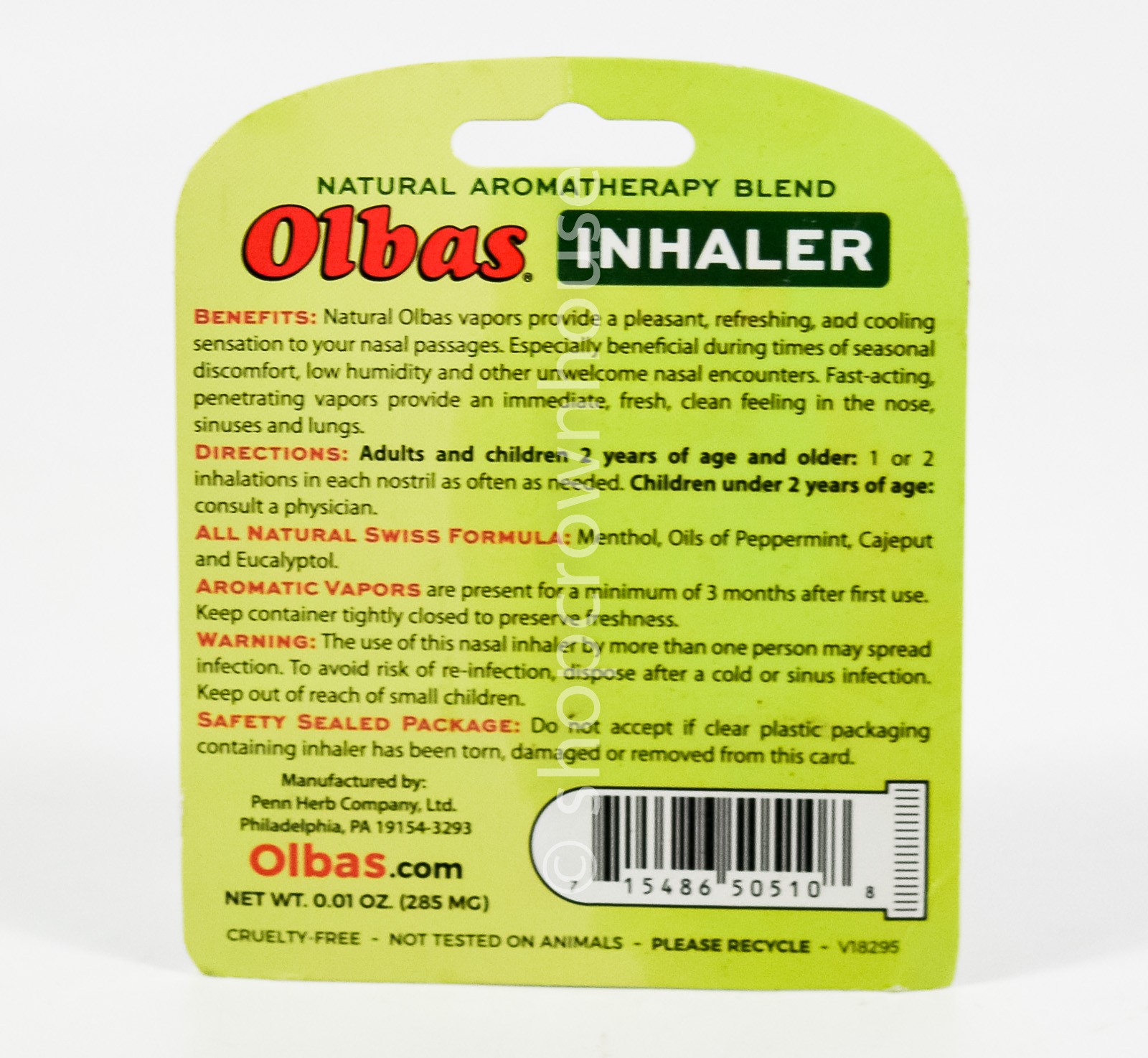 OLBAS Penetrating Vapors INHALER menthol peppermint Essential oils Aromatherapy