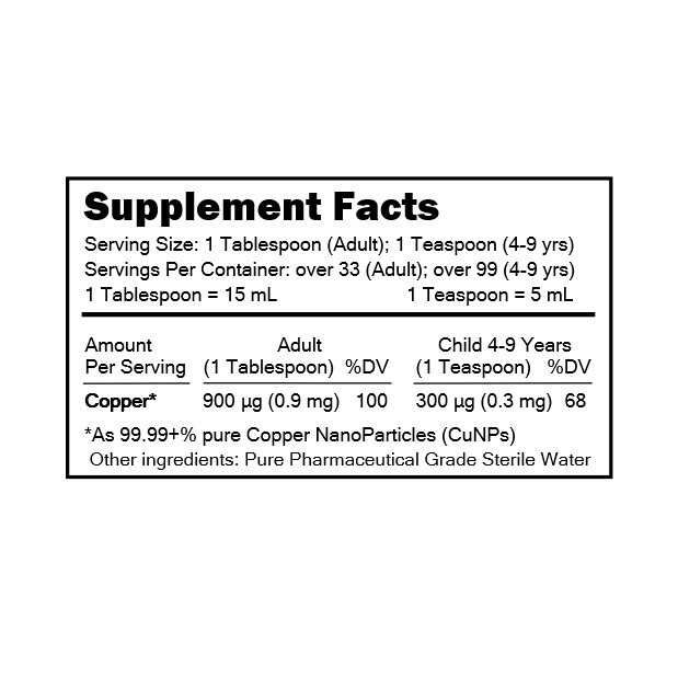 MediCOPPER® + Blood Booster True Colloidal Copper CuNP Nutrient: 500 mL in Glass