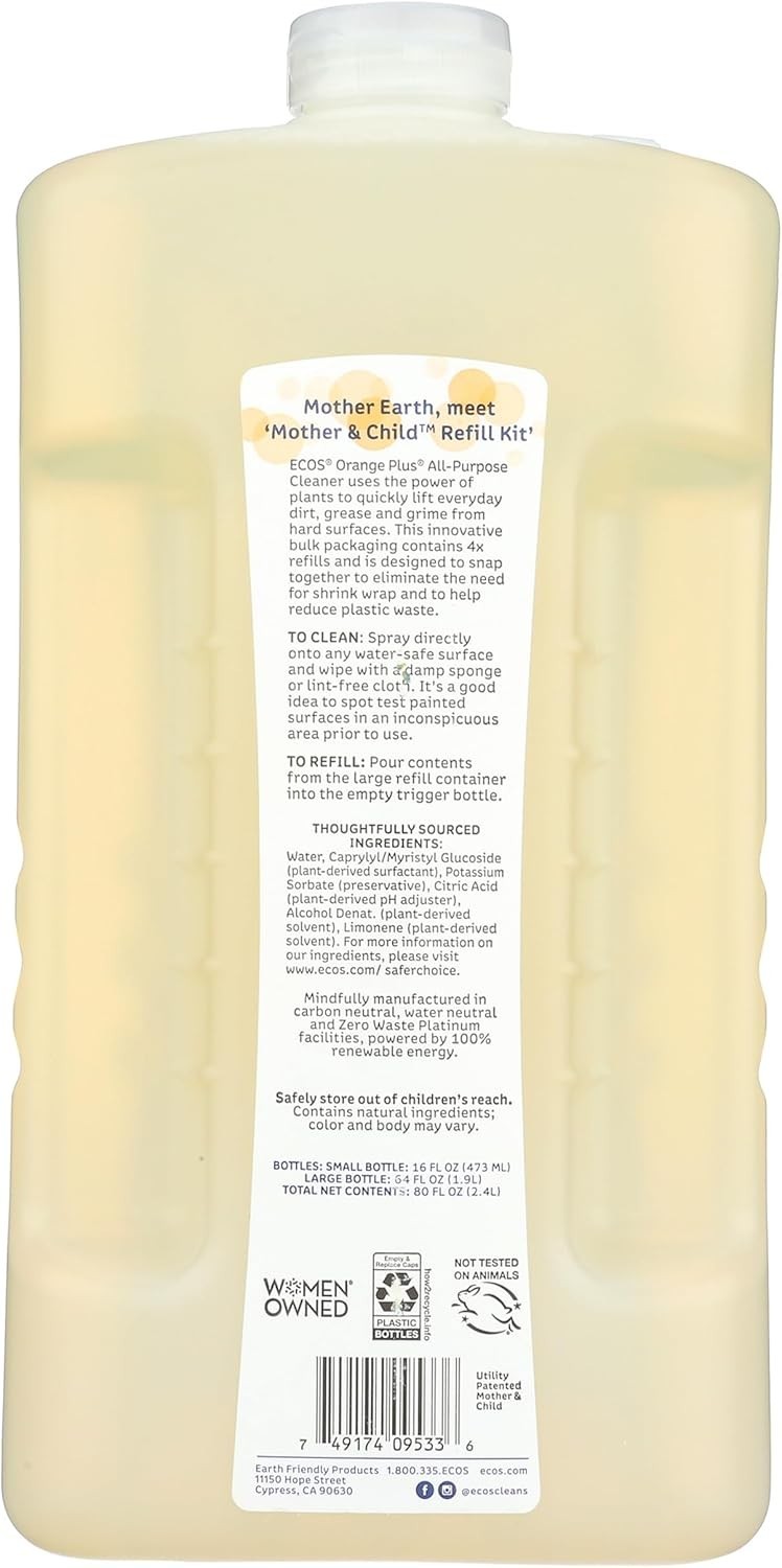 ECOS All-Purpose Cleaner Orange Plus – Refill Value Kit 80 fl.oz Each (Pack of 3