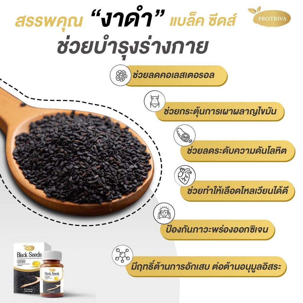Protriva Black Seeds Sesame Oil Natural Dietary Supplement Healthy 30 Softgels