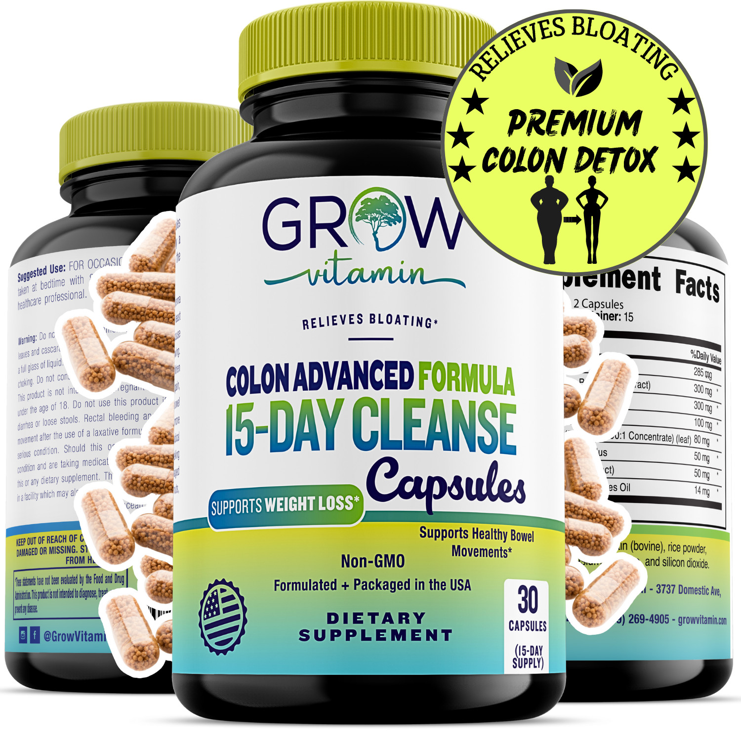Max Detox 30ct Colon Liver Gut Cleanse Toxins Energy Boost Weight Loss Capsules