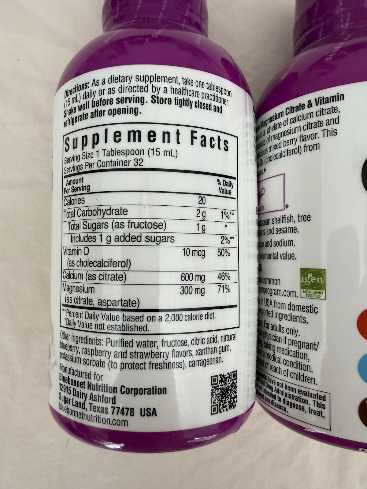 2X Liquid Calcium Magnesium Citrate & Vitamin D3, Blueberry 16 fl oz Exp 5/26