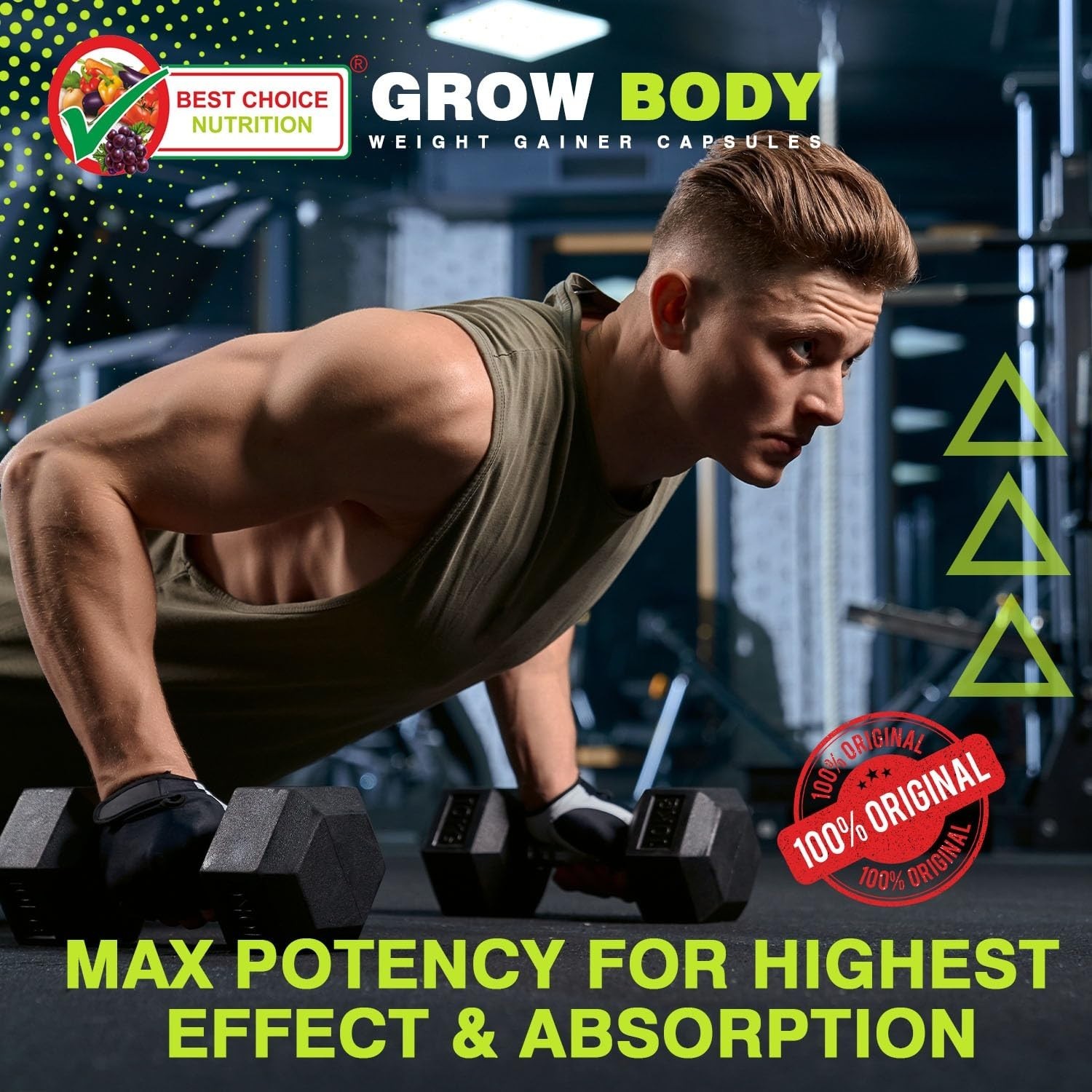 BODY GROW Fast Weight Gain Pills Muscle Gainer WEGHT GAIN 60 CAPSULES- Men USA