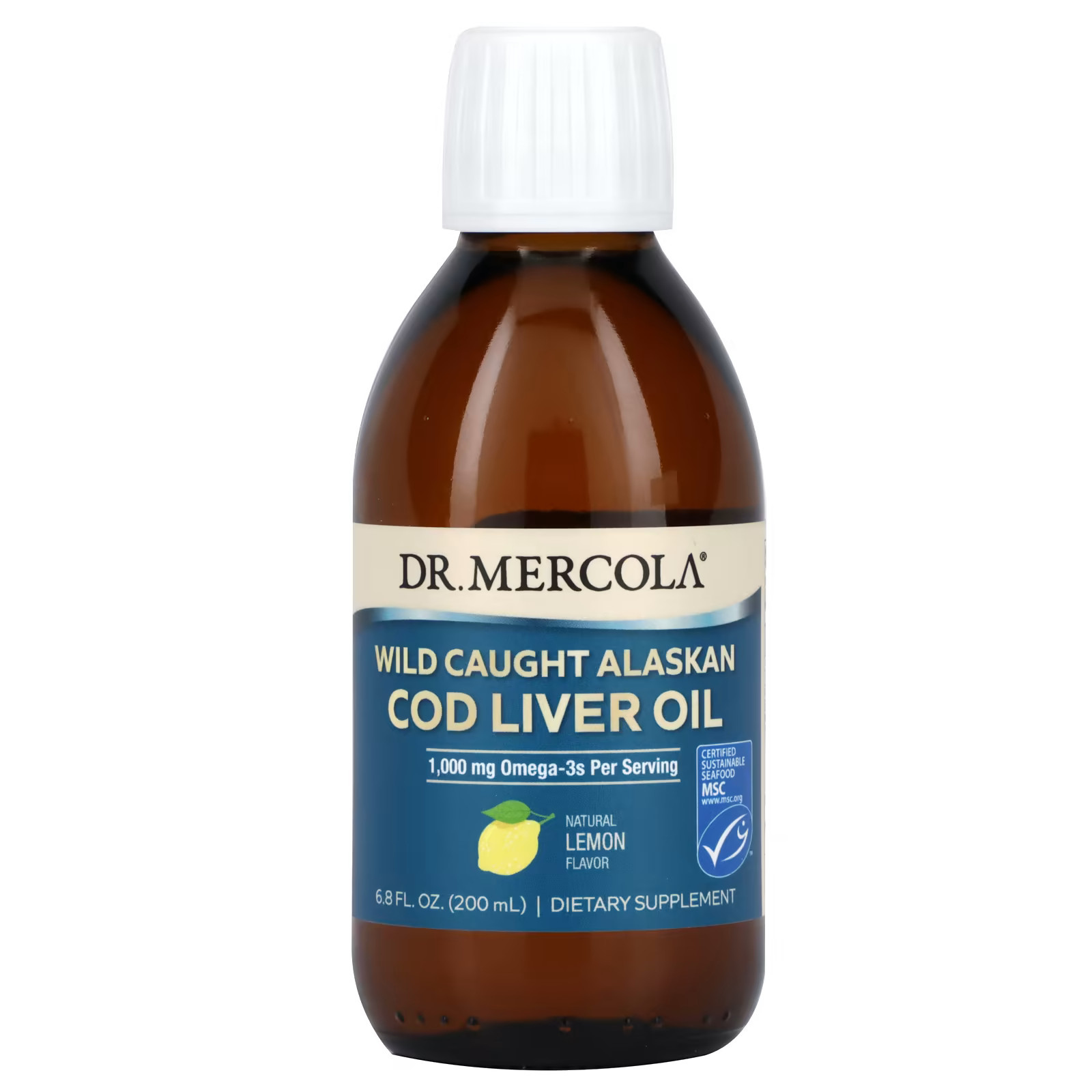 2 X Dr. Mercola, Wild Caught Alaskan Cod Liver Oil, Lemon, 6.8 fl oz (200 ml)