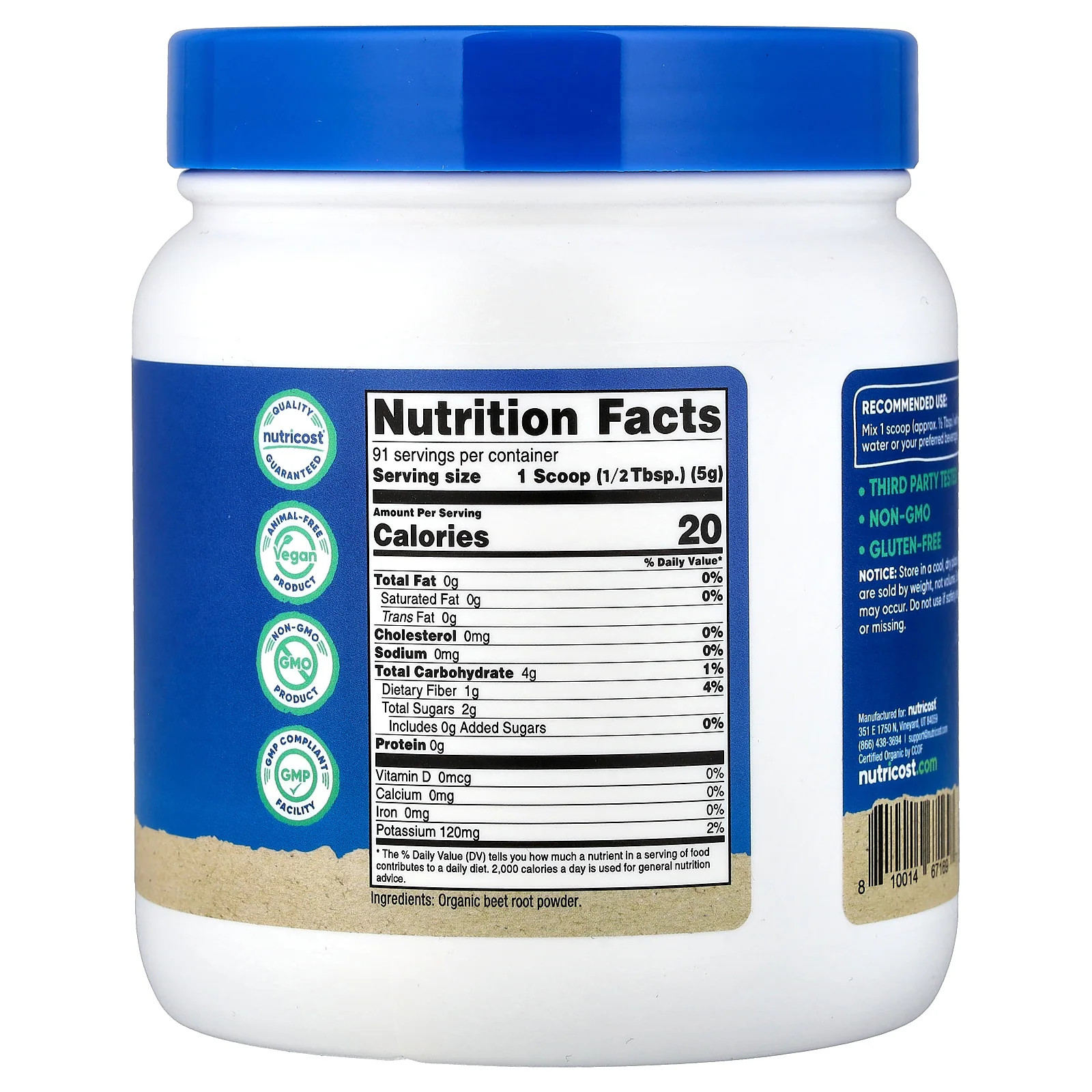 2 X Nutricost, Organic Beet Root Powder, Unflavored, 16 oz (454 g)