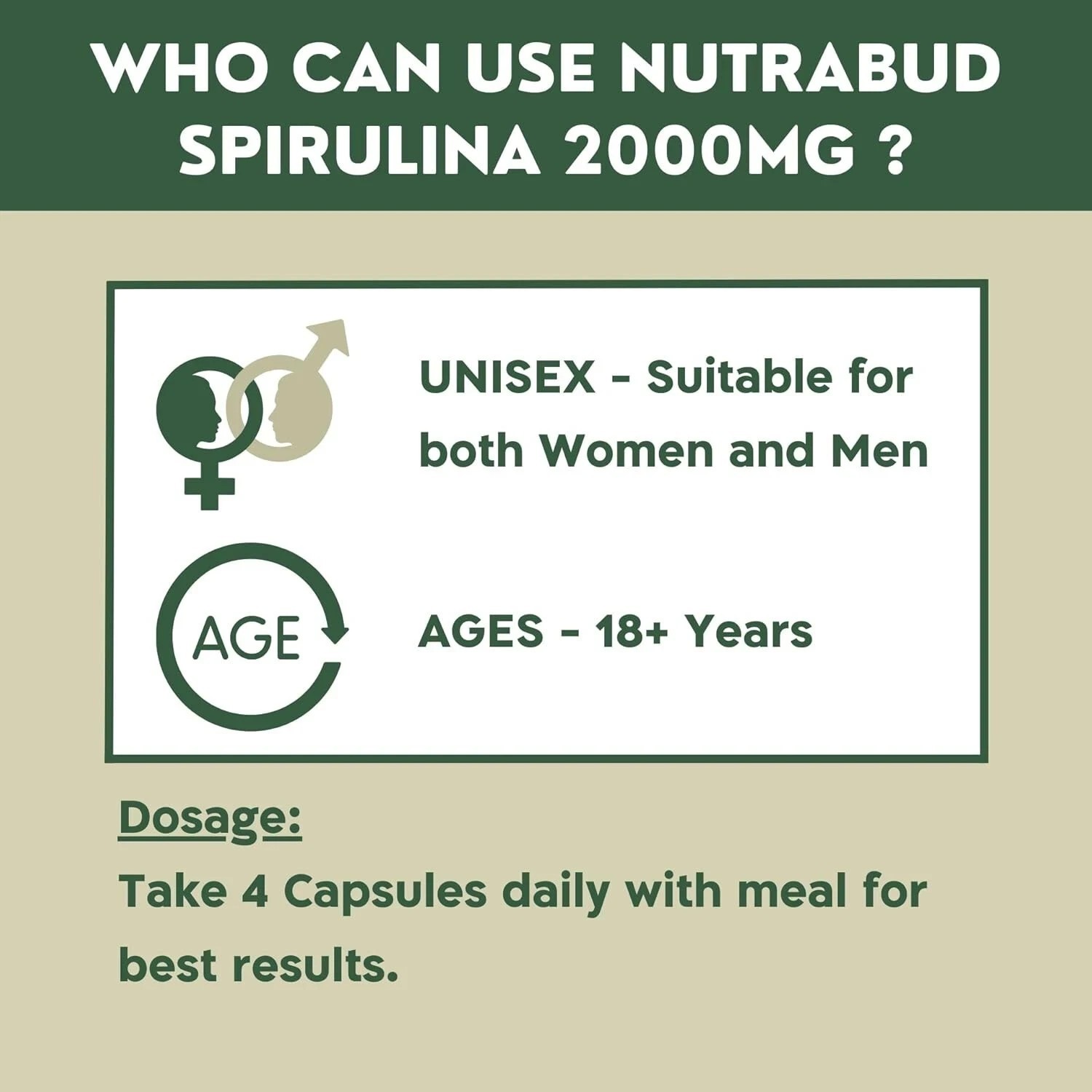 Nutrabud Organics Spirulina Capsule 2000mg per Serving 120 Veg Capsules j111