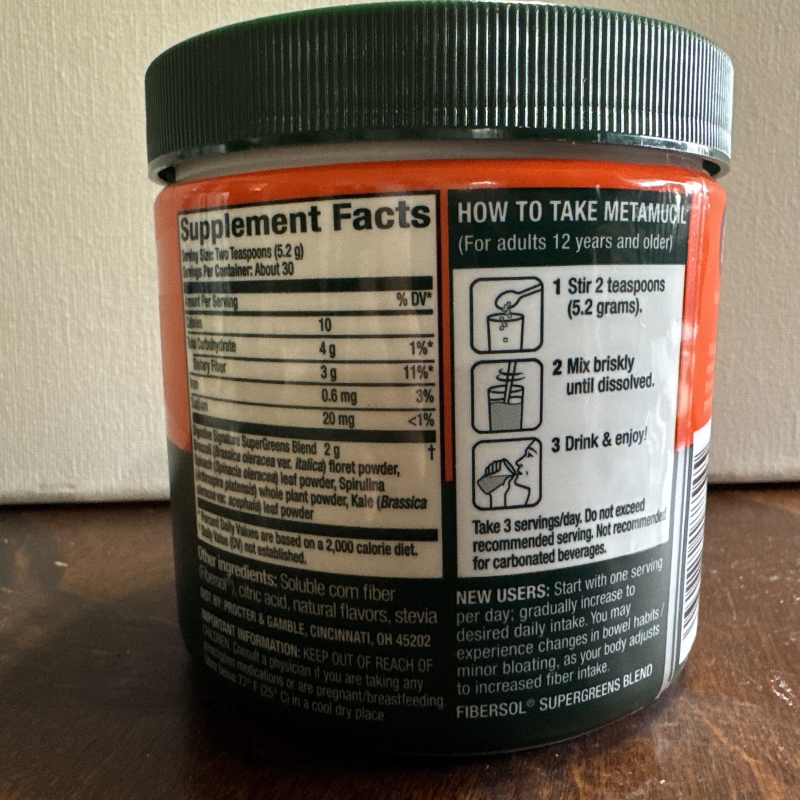 Metamucil Supergreens Digestive Blend Fiber Supplement 5.5 oz Kiwi Apple 12/26