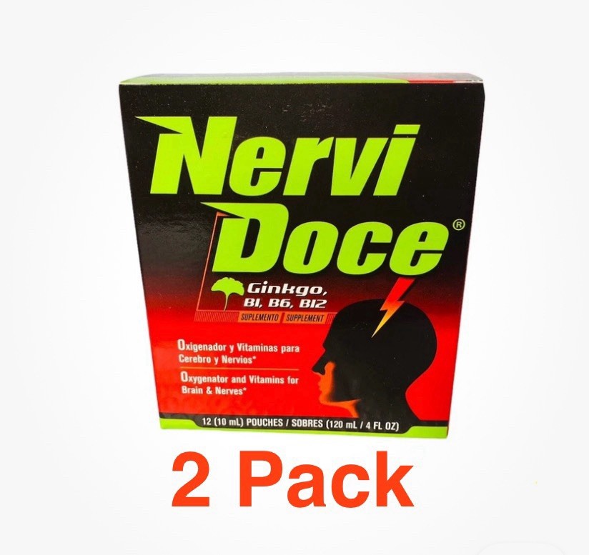 2 Pack Nervi Doce / B1, B6, B12 Supplement / 12 Pouches (10ml) 12 Sobres (10ml)