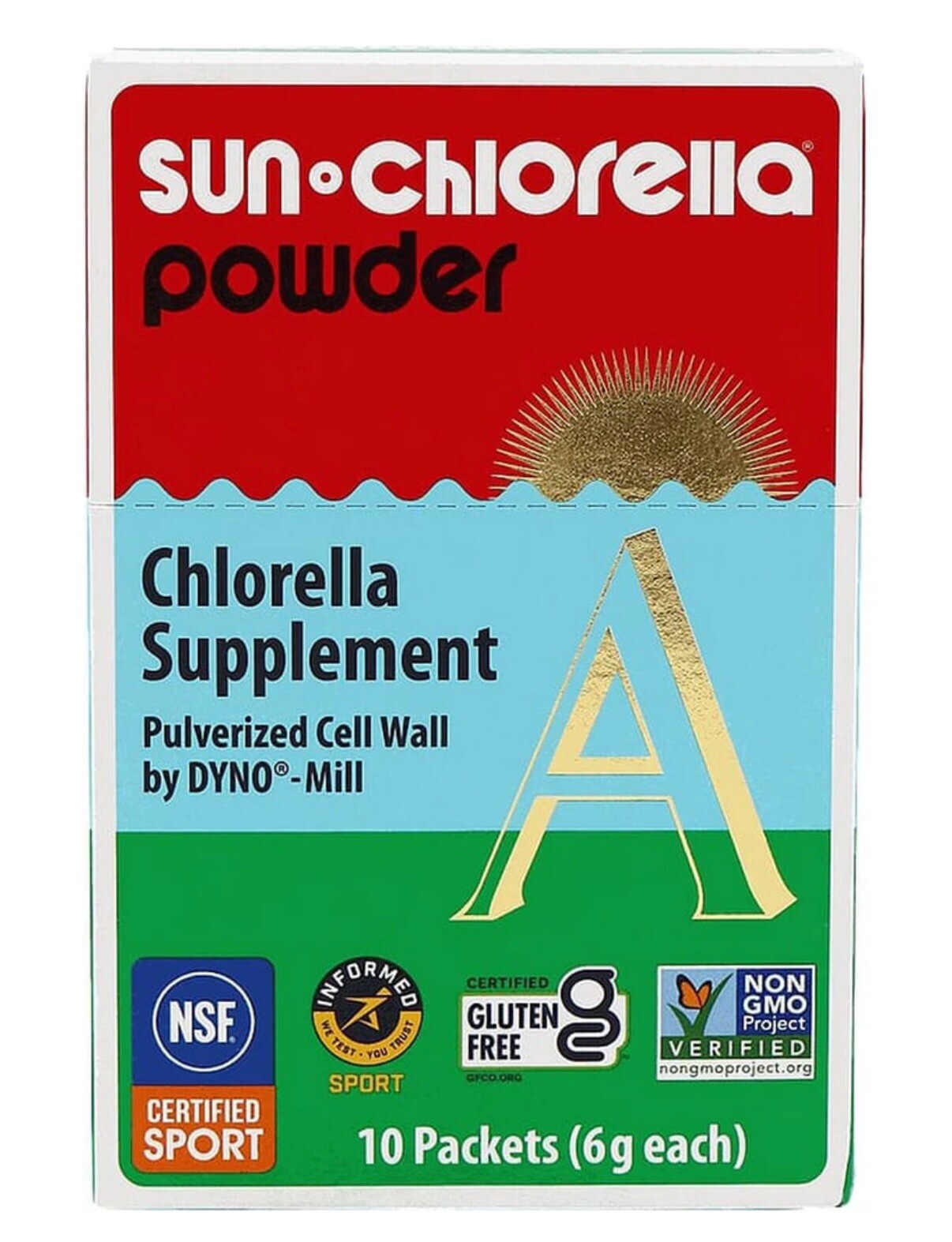 10 Packets (6g each) Sun Chlorella Powder 02/2024 Vegan Soy free