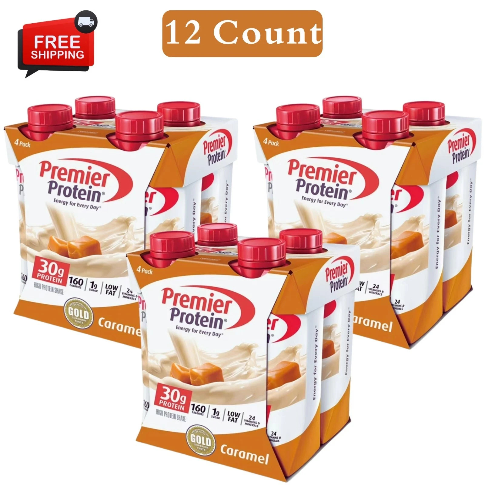 Premier Protein Shake, Caramel, 30g Protein, 11 fl oz, 12 Ct