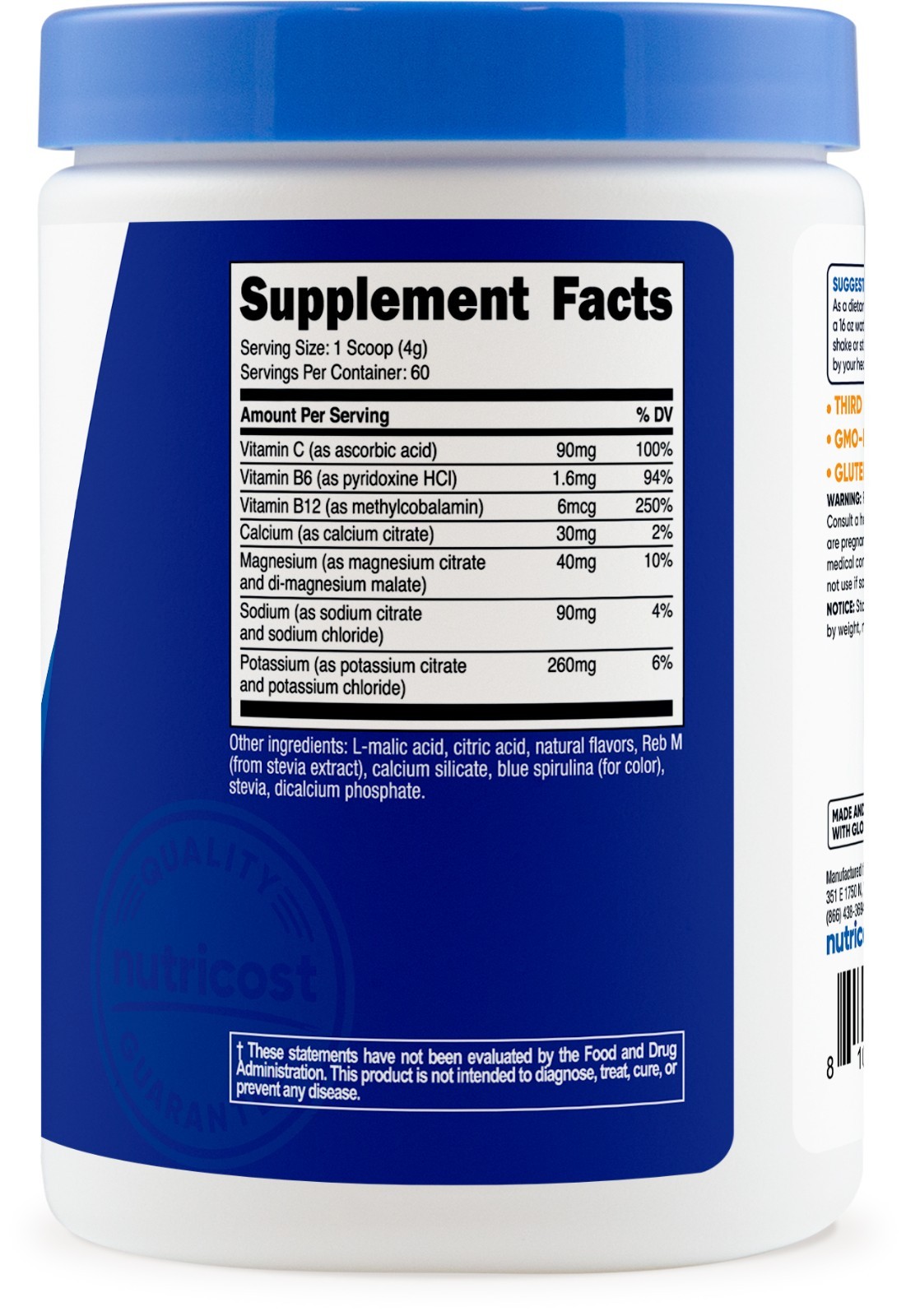 Nutricost Electrolyte Complex Hydration Powder (60 Servings, Blue Raspberry)