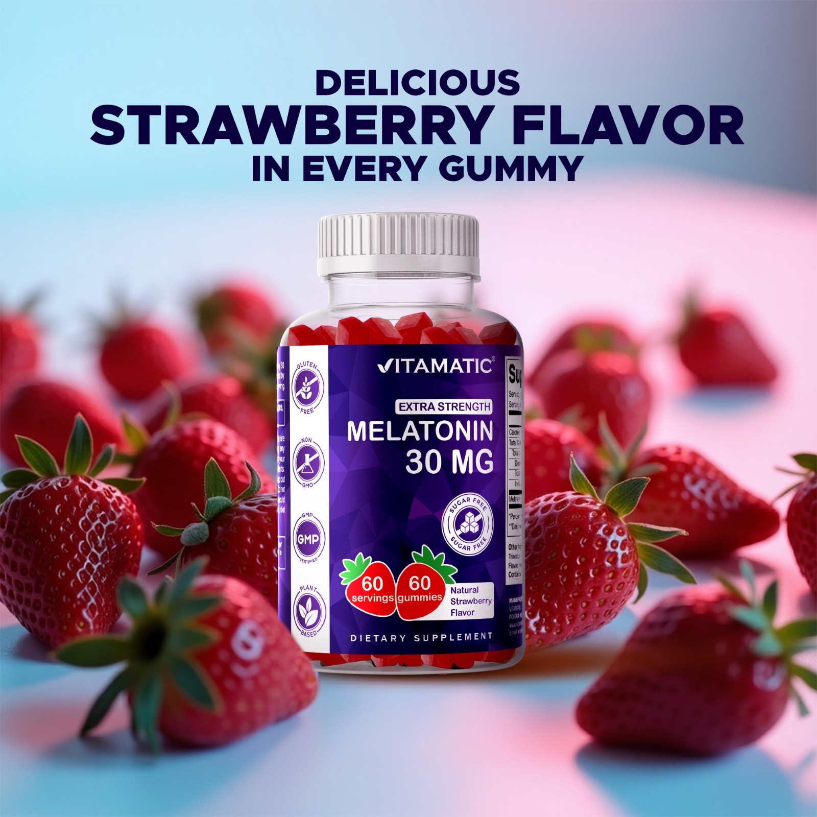 Vitamatic Sugar Free Melatonin 30mg per gummy-60 Servings – 60 Vegetarian Gummy