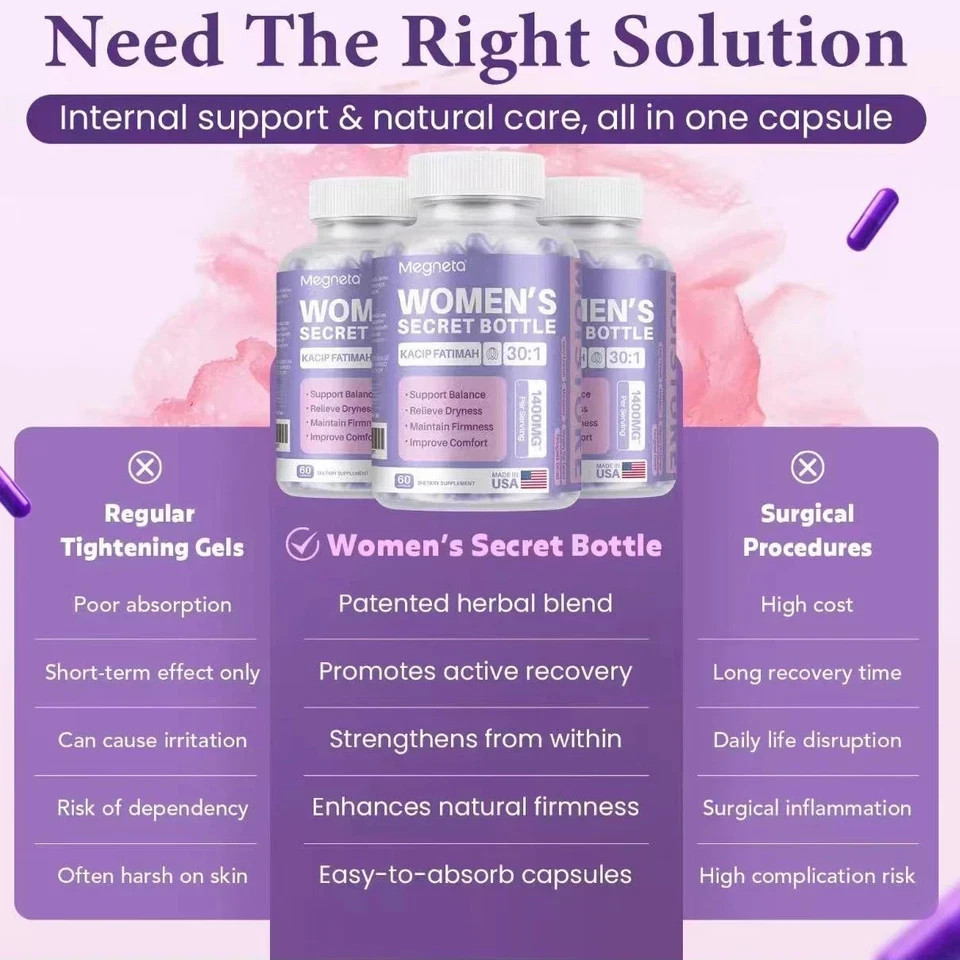 2X Women’s Secret Bottle-Vaginal Probiotics – Women pH Balance Health Supplement