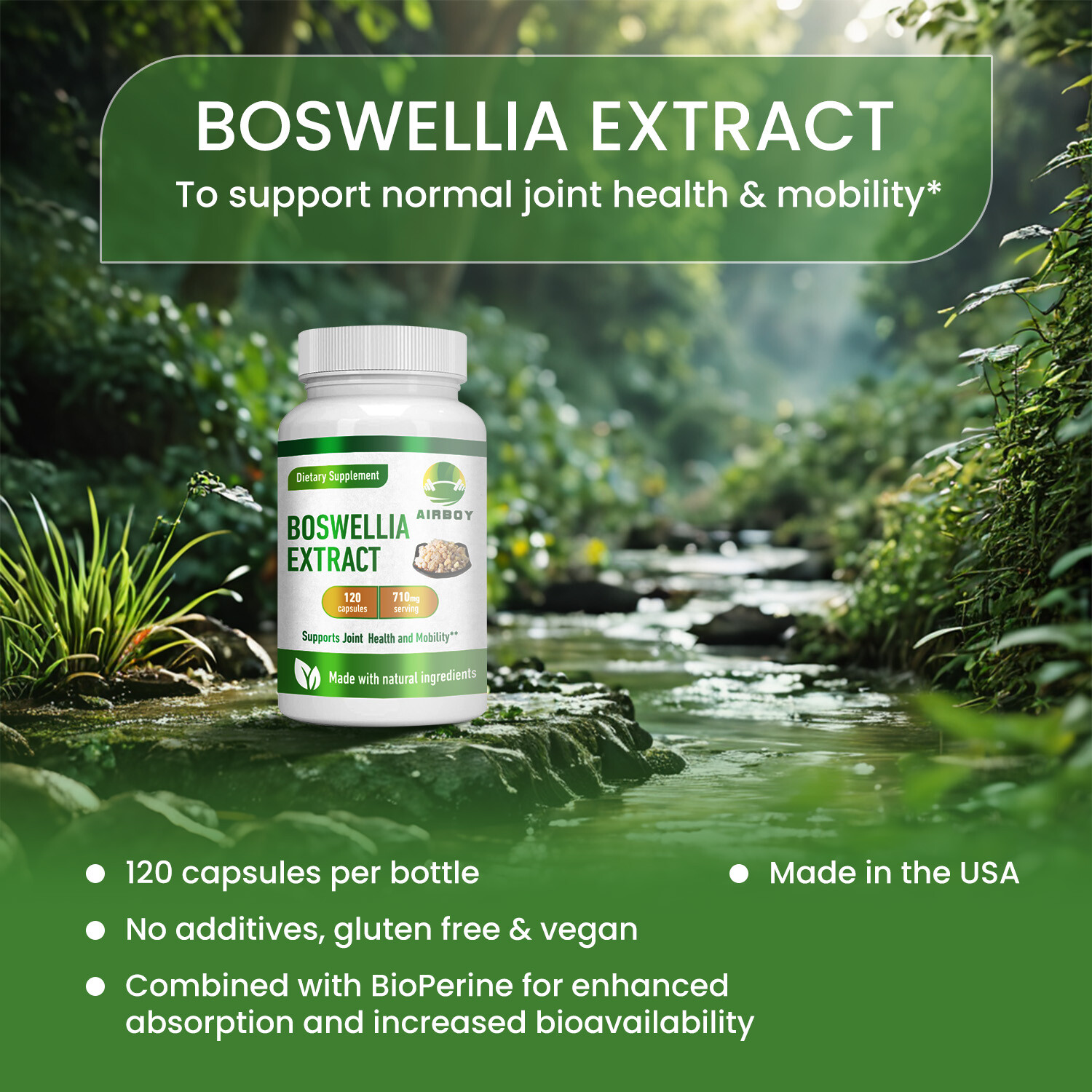 Boswellia Extract 710mg Capsules – BioPerine – Joint Health Support Pain Relief