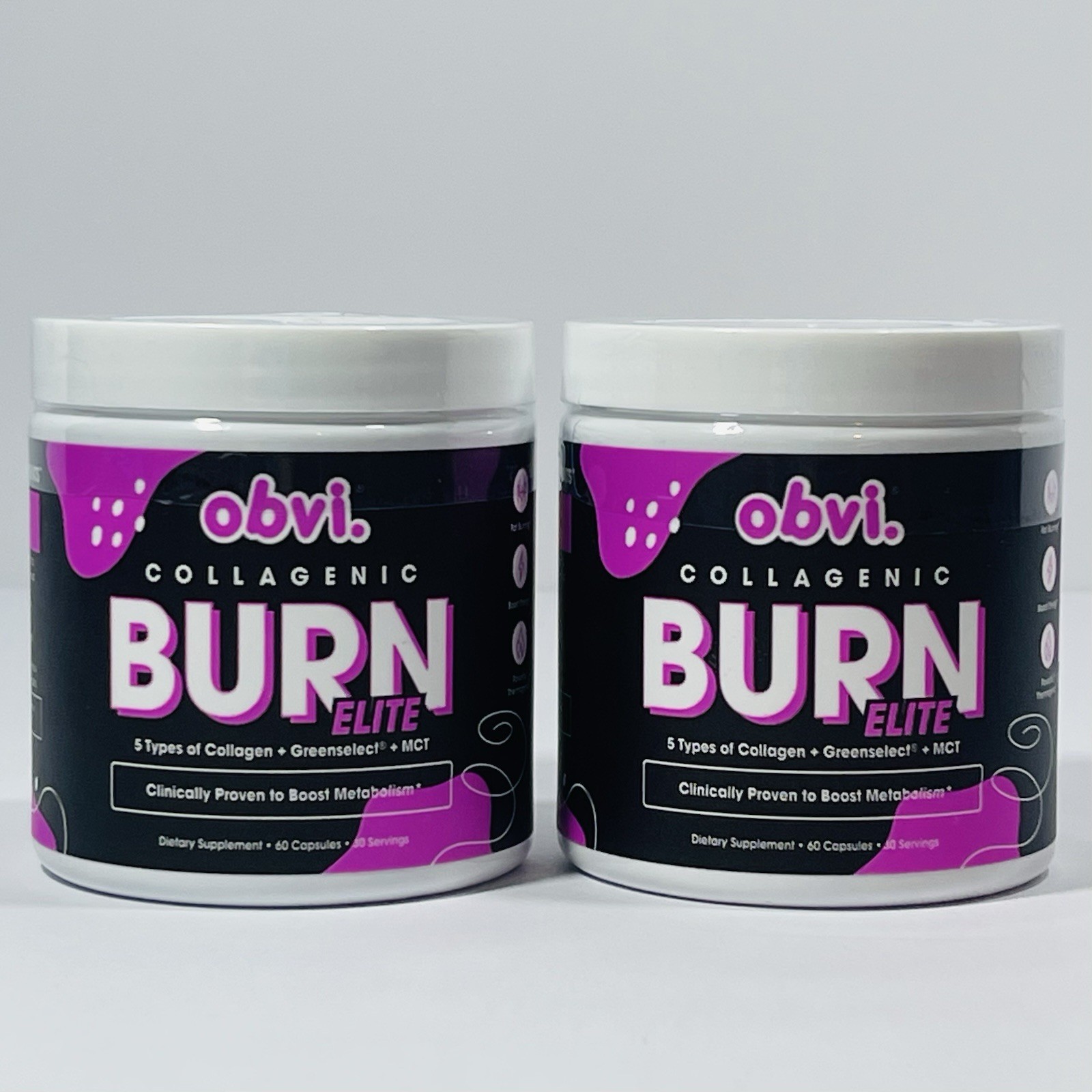 2X Obvi Collagenic Burn Elite 60 Day Supply-120 Capsules (TOTAL), EXP. 07/27 NEW