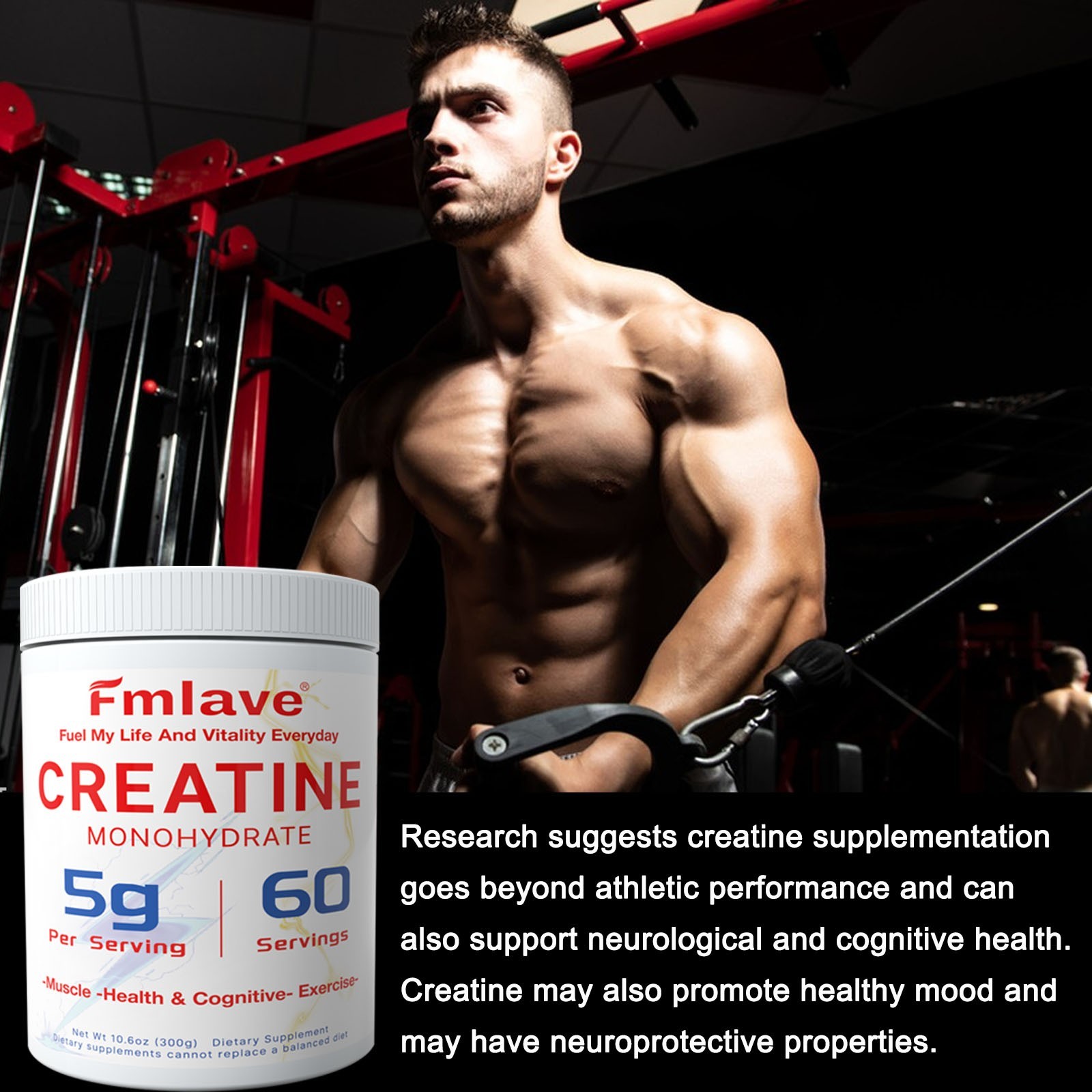 Unflavored CREATINE Monohydrate Powder Micronized For Men & Women 60 Servings