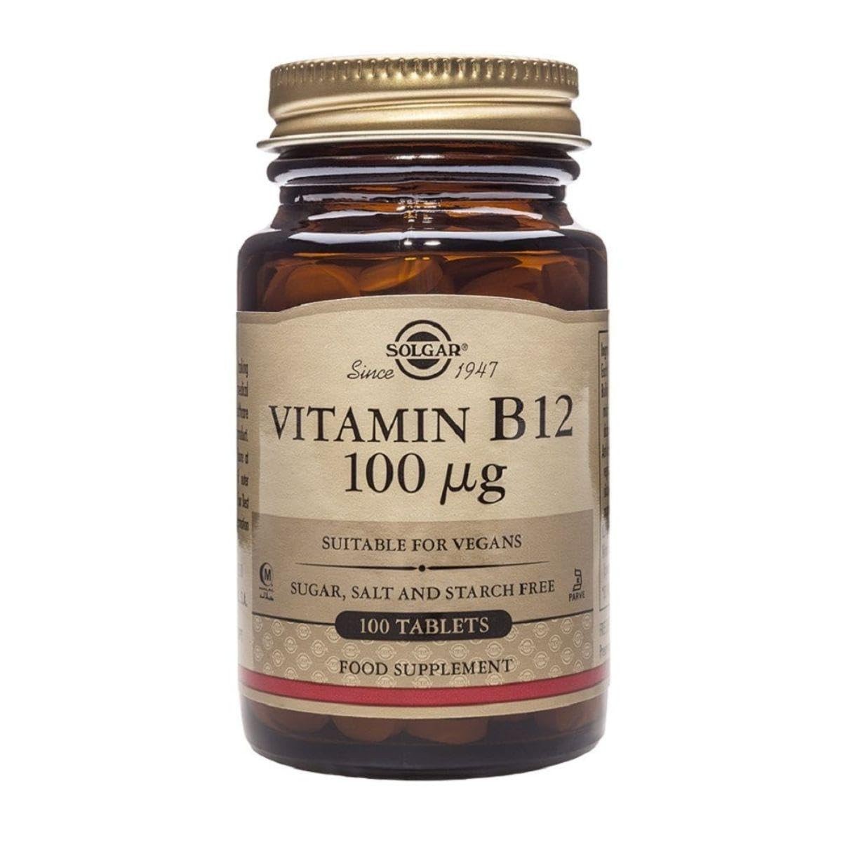 Vitamin B-12 100mcg Solgar 100 Tabs 100 Count (Pack of 1), Default