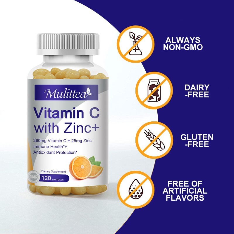 Vitamin C 360mg with Zinc 15mg – Immune & Antioxidant Support, 120 Softgels