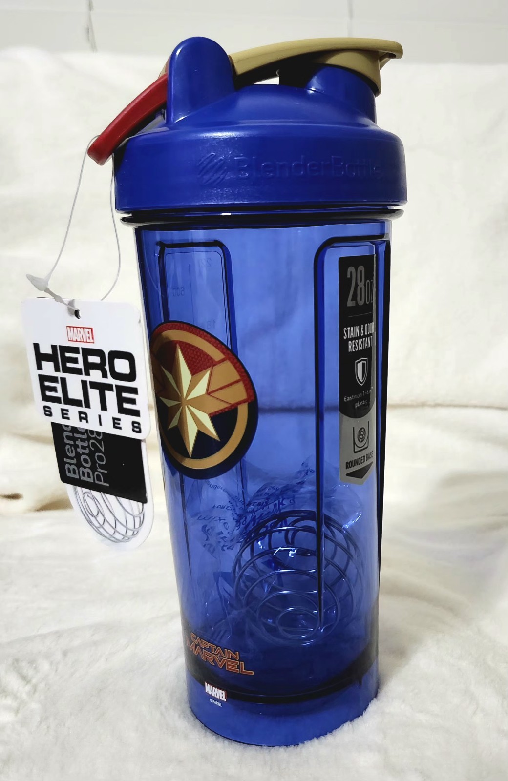 BlenderBottle Pro 28″” Marvel Pro Series Protein Shaker Bottle Captain Marvel