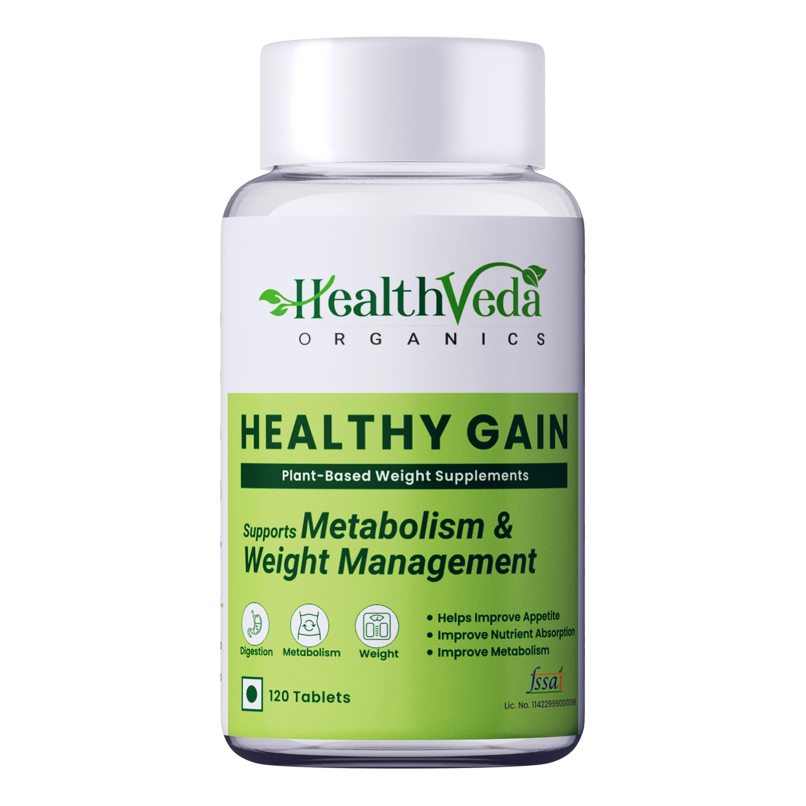 Health Veda Organics Healthy Gain 120 Tabs Herbal Weight & Muscle Gainer