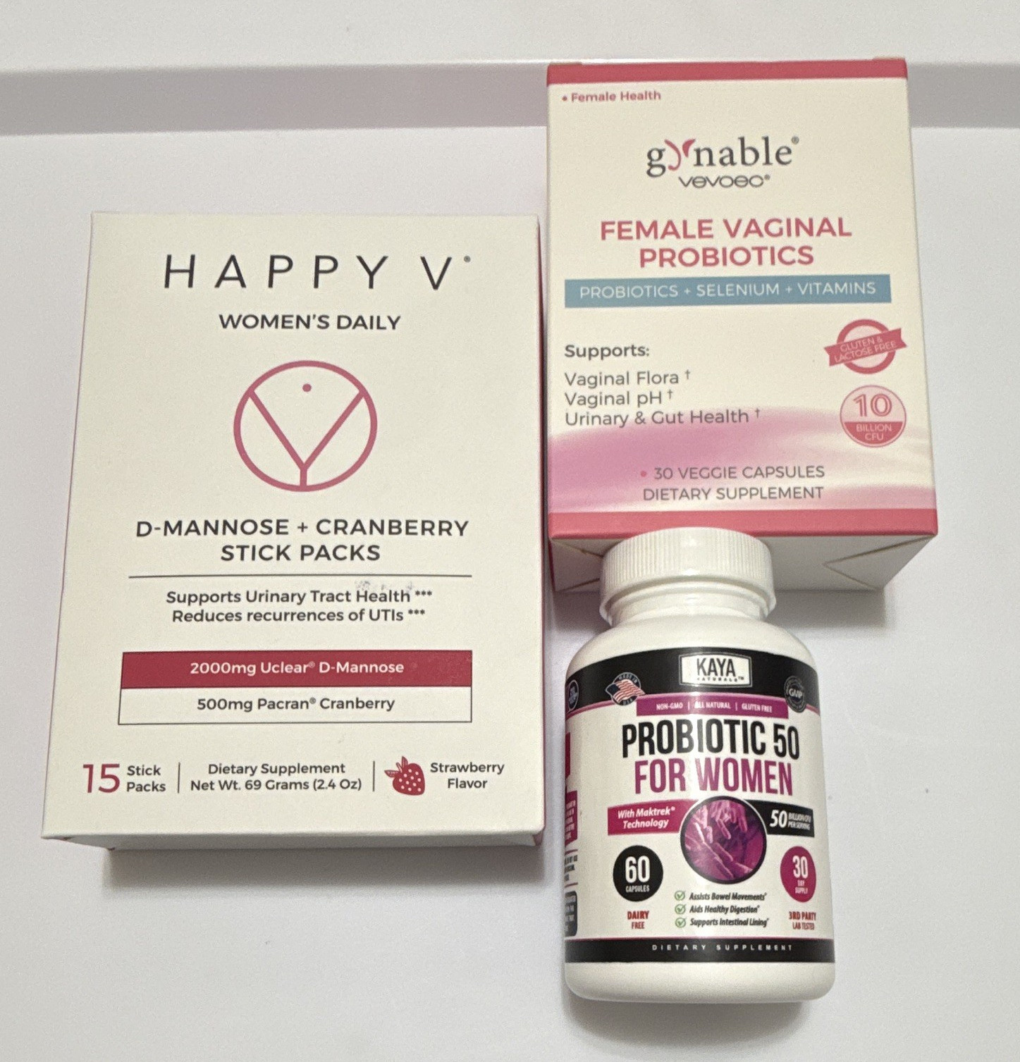 Women’s Vaginal Health Bundle Happy V D-Mannose Probiotics UTI Support