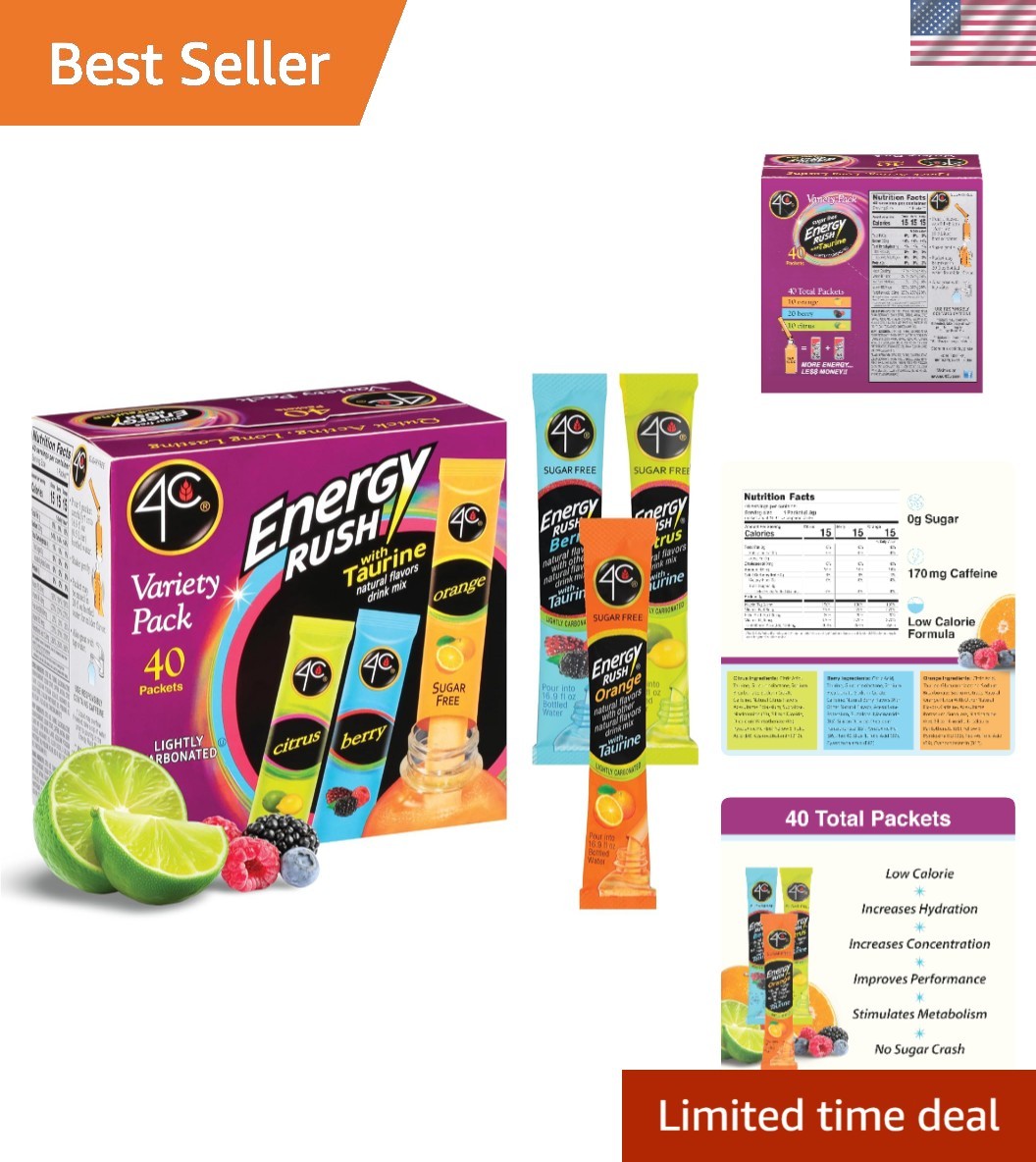 On-the-Go Energy Rush Stix Variety Pack – 40 Sugar-Free Single Serve Sachets