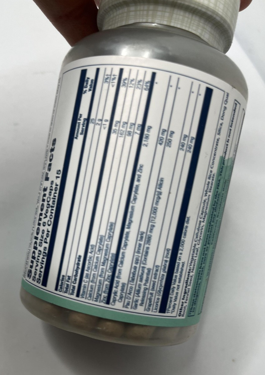 2pk Solaray Yeast-Cleanse 90 Caps Caprylic Acid Pau D’Arco Grapefruit Exp 01/29