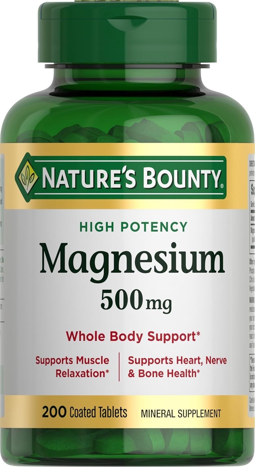Nature’s Bounty Magnesium Supplements 500 Mg 200 Count (Pack of 1)