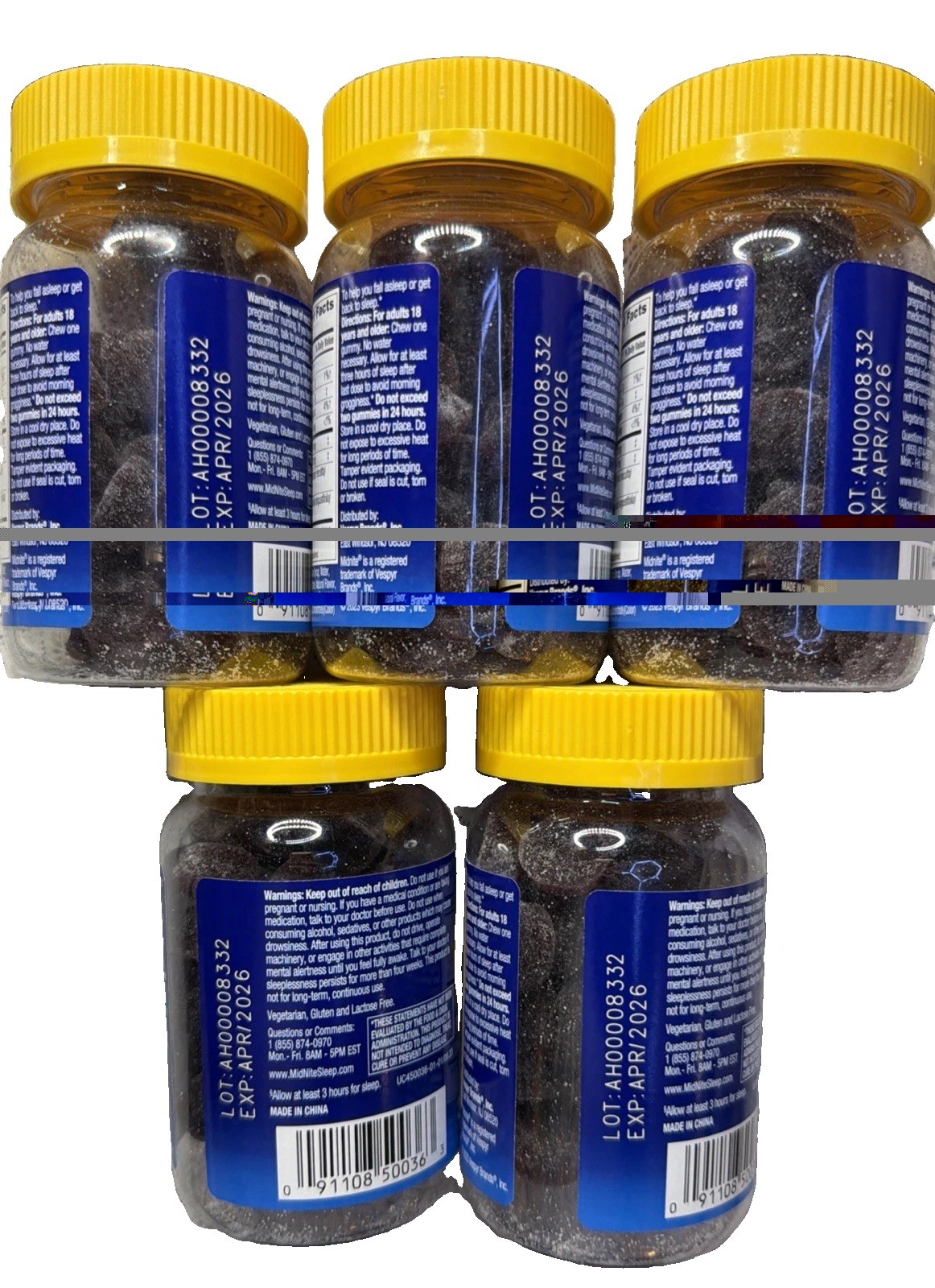 5X MidNite DEEP SLEEP Cycle Support 10mg Melatonin 36 Cherry GUMMIES SEE PHOTOS