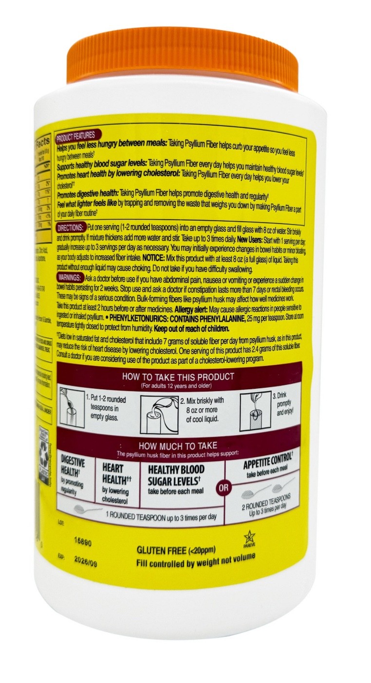 Kirkland Signature Psyllium Fiber Sugar Free Powder Orange 2×180 Dose EXP 02/28