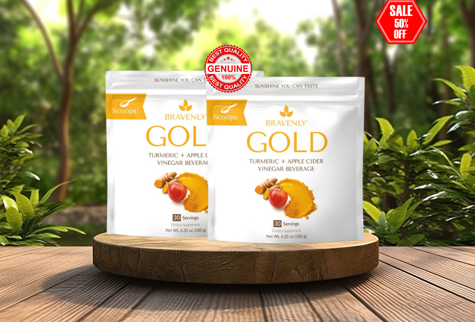 x2 PACK BRAVENLY Gold Bulk Powder 6.35 Oz (180G), 30 Servings(x2) – NEW SEALED