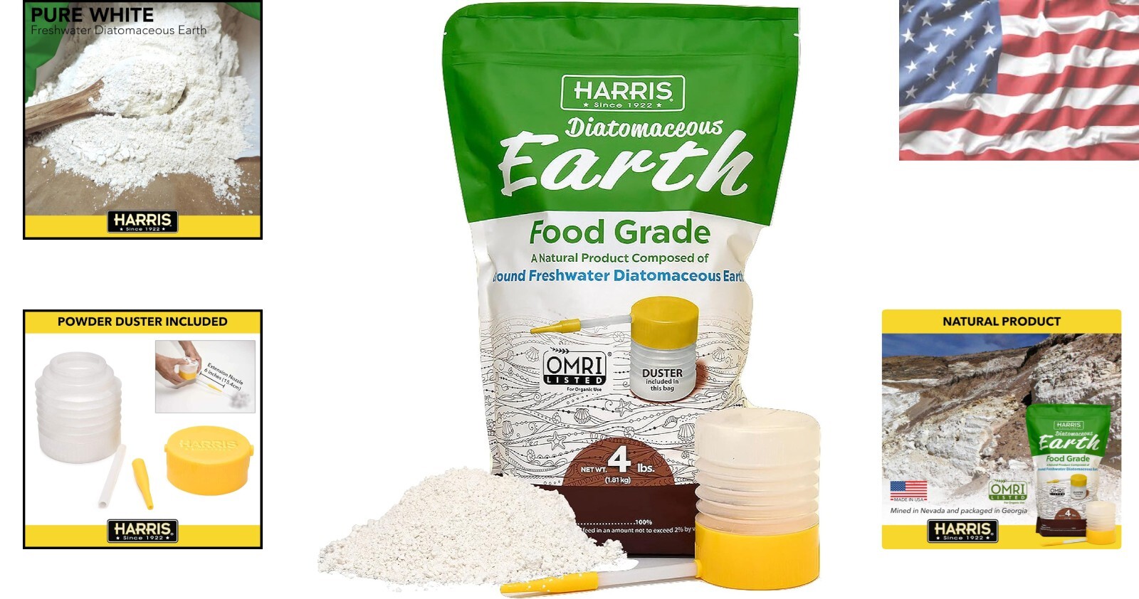 OMRI Listed Food Grade Diatomaceous Earth 4lb – Natural & Versatile Application