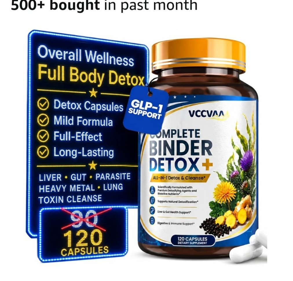 Vcvaa Complete Binder Detox+ Detox Cleanse Capsules 120ct Vegan Gluten-Free