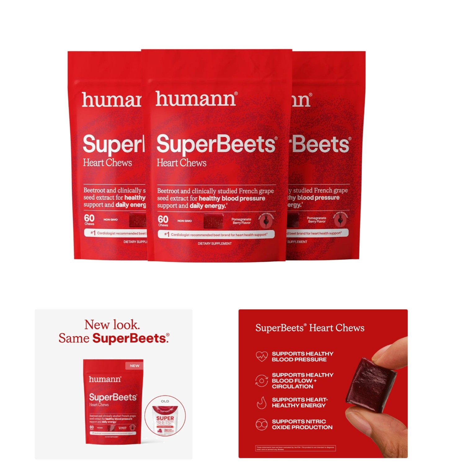 Pomegranate Berry Flavored SuperBeets Chews – Heart Health & Energy, 180 Count