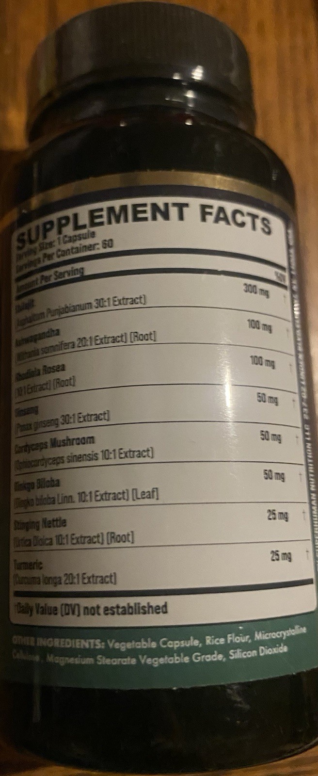 Adaptogen Blend With Rhodiola Ginseng Ashwagandha Mushroom 60 Caps