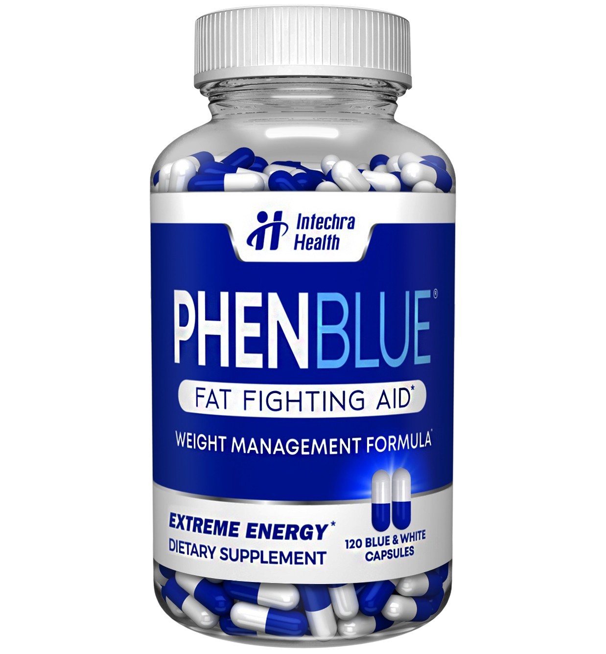 PHEN-BLUE Fat Fighting Formula with ThermoBurn Ultra Energy 120 Capsules