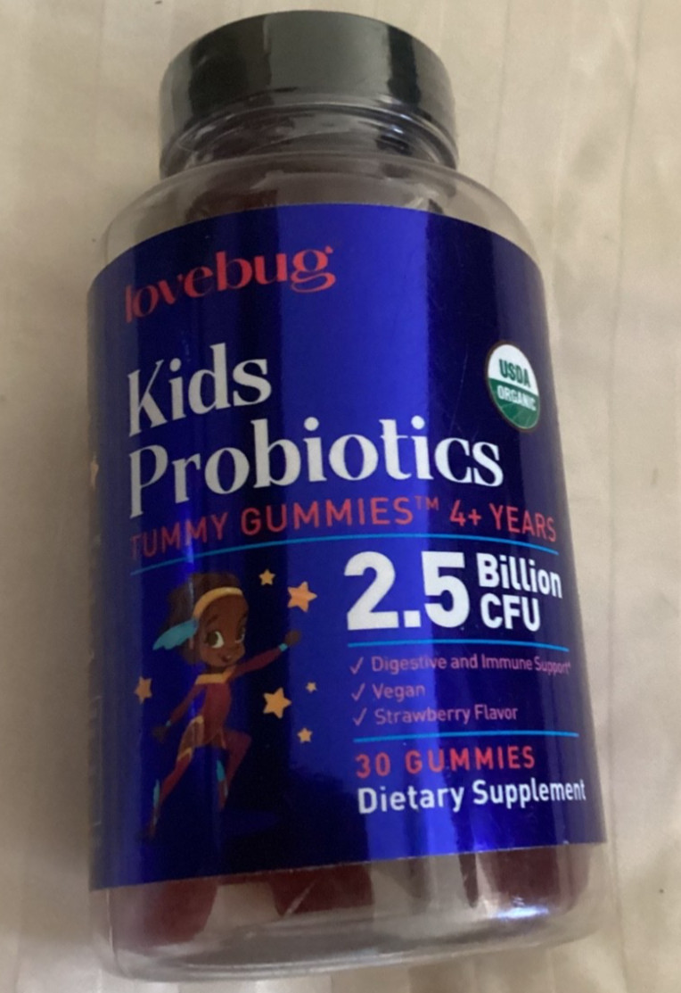 Lovebug Kids Probiotic Gummies, 30 Ct., Strawberry, Vegan, Gluten Free, EXP7/26