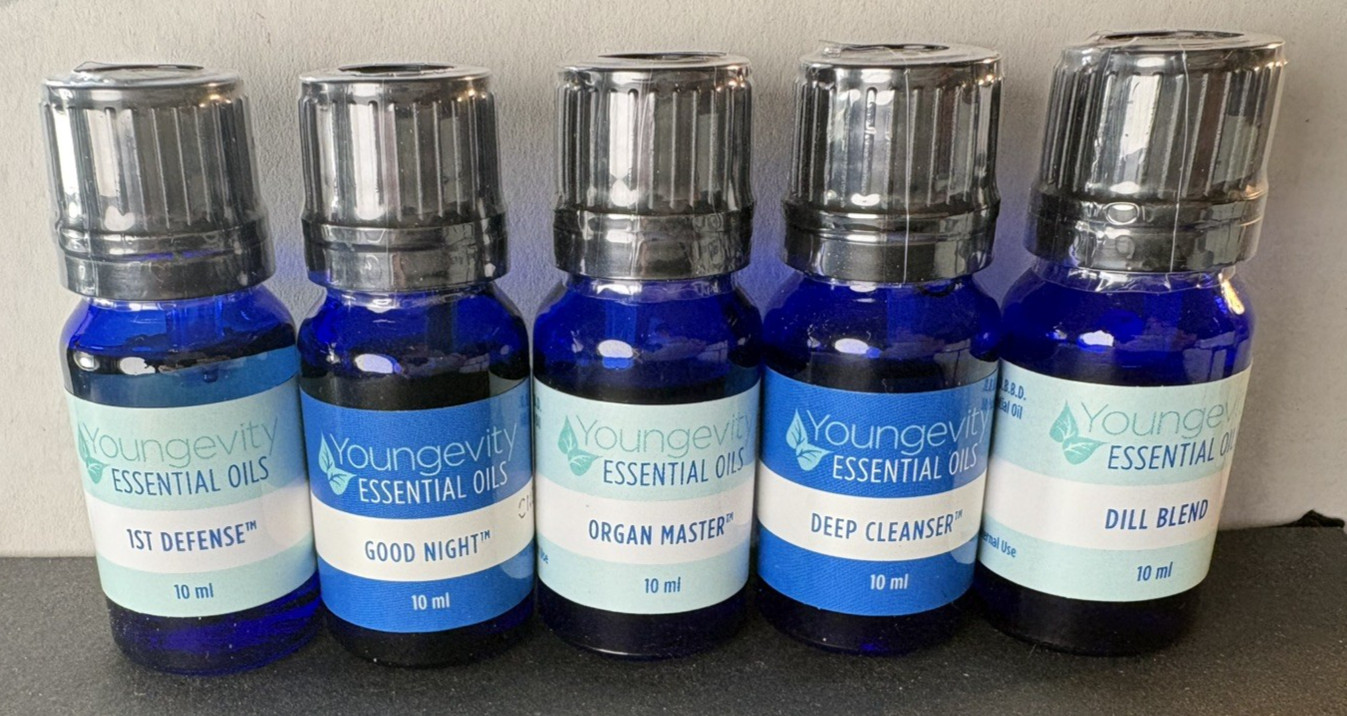 5 Youngevity Essential Oil Blends 10ml Good Night 1st Defense Organ Master Dill+