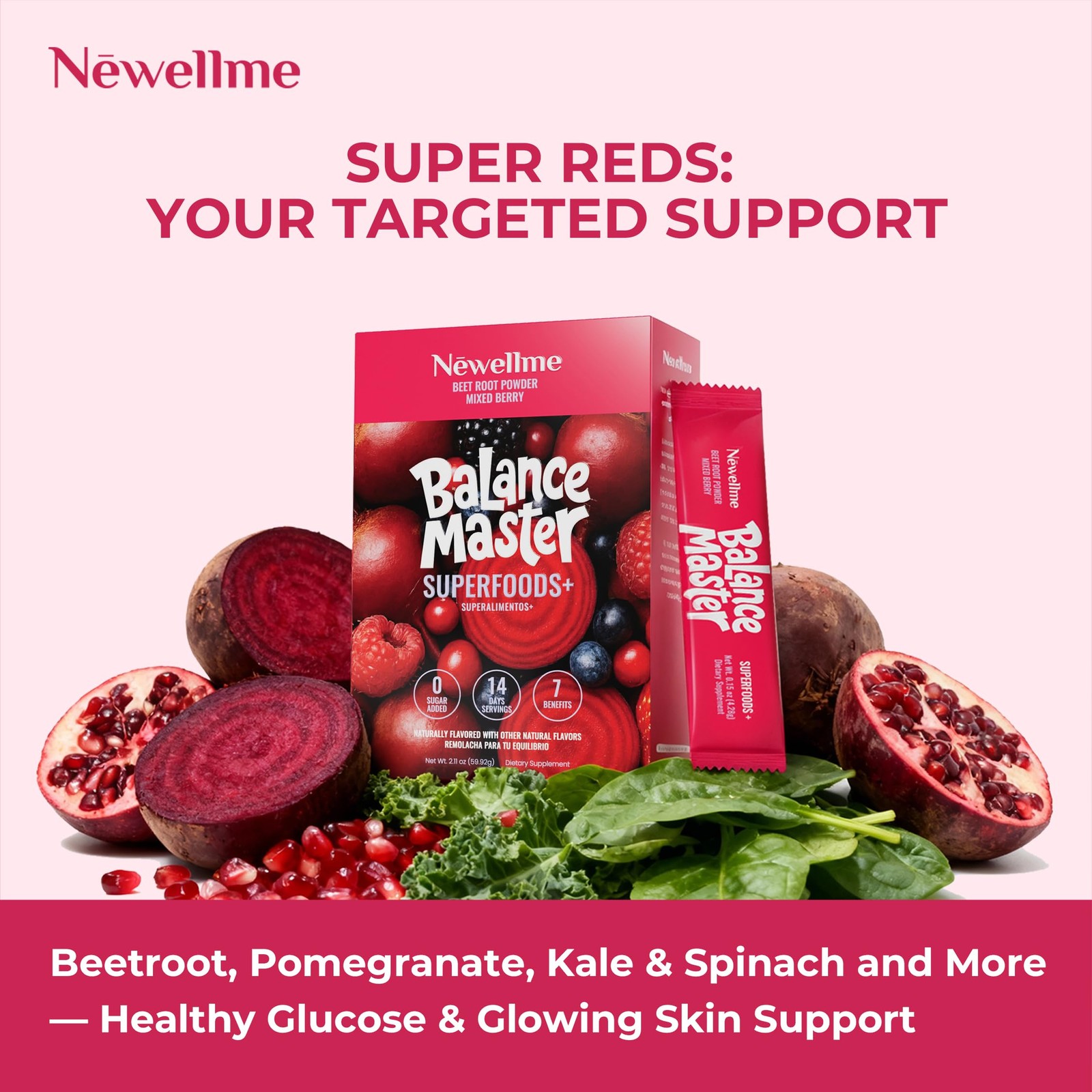 NEWELLME Balance Master Super Reds Powder Stick Packs, 2.11 Ounce (Pack of 1)