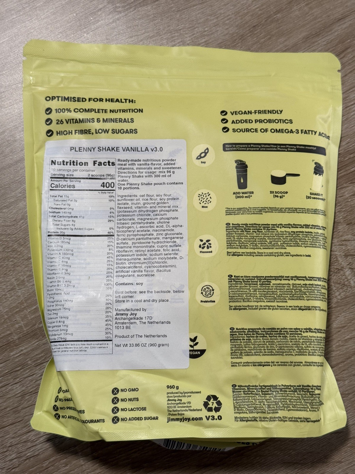 2x Plenny Shake Powdered Jimmy Joy Meal Replacement Pistachio And Vanilla 2 bags