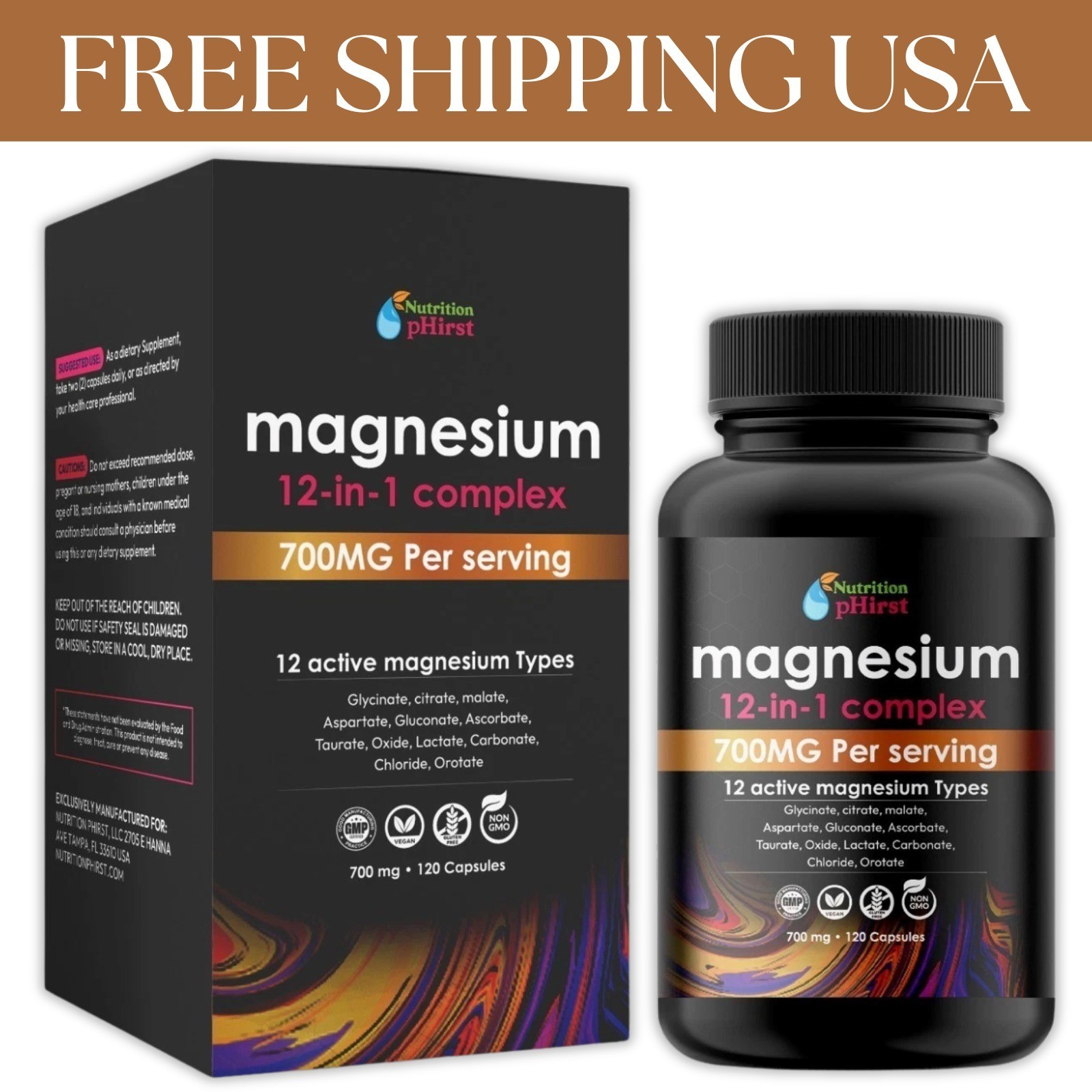 Magnesium 12 in 1 Complex 700mg Glycinate Citrate Malate Taurate Daily Support-