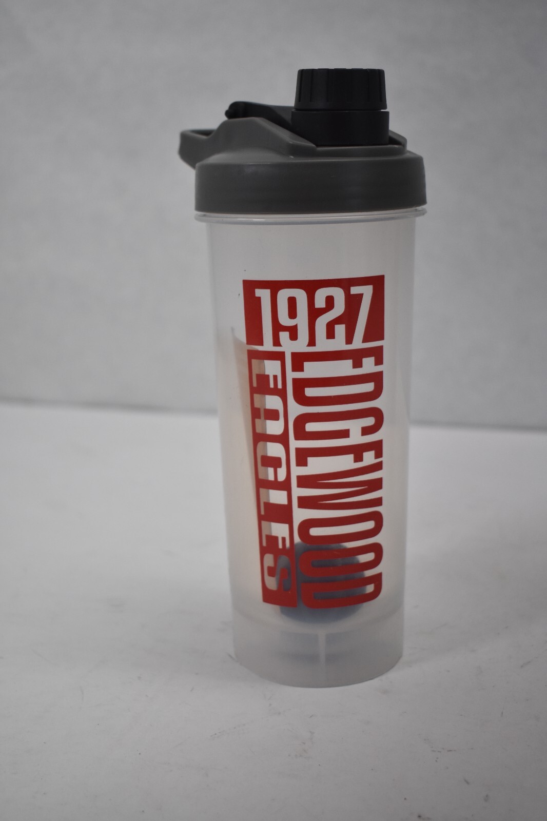 Lot of 2 Edgewood Eagles Water Shaker Bottles Clear Branded w Ball Mixer