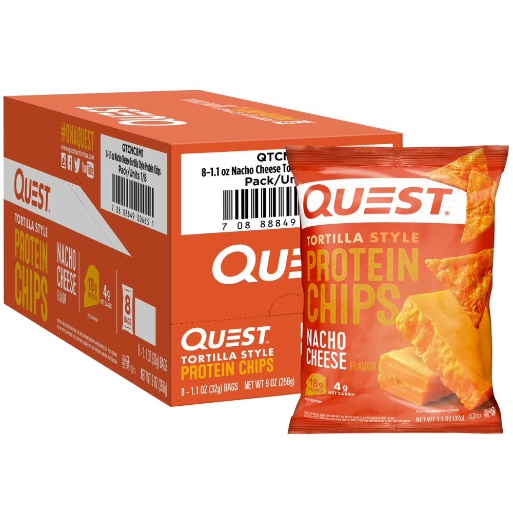Nacho Cheese Flavor Protein Chips High Protein Snack 18g Protein per Bag 1.1 Oz