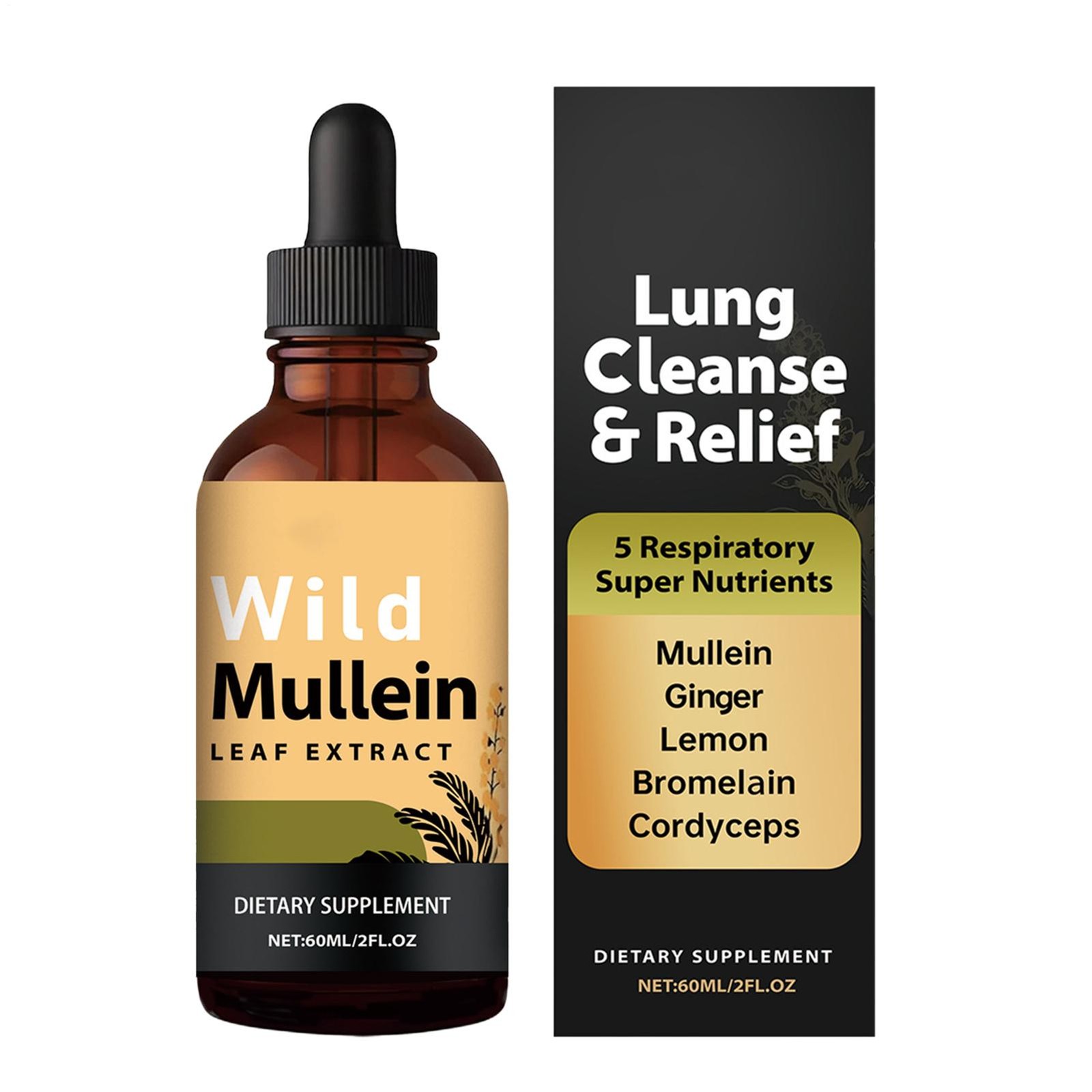 Premium Lung Health Supplement RespiClear Wild Mullein Drops Respiratory Support