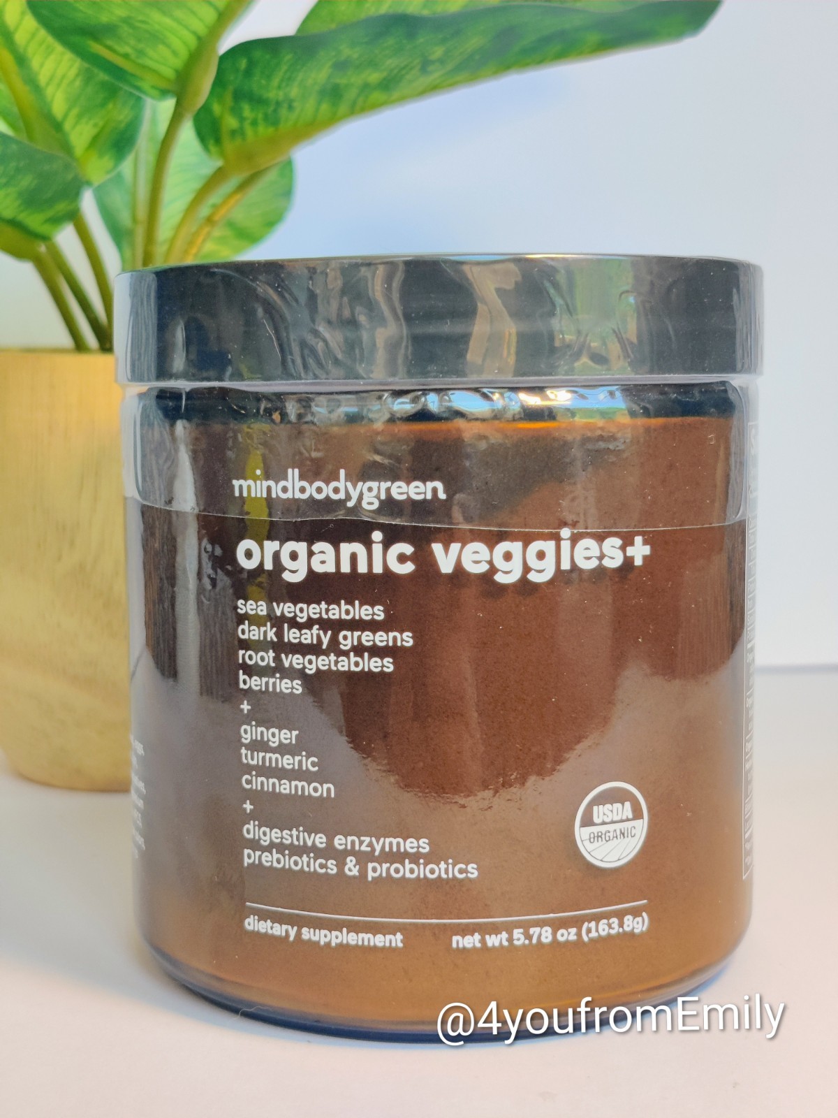 Mindbodygreen Organic Veggies+ Powder 5.78oz Sealed in Glass Jar NEW! Vegan