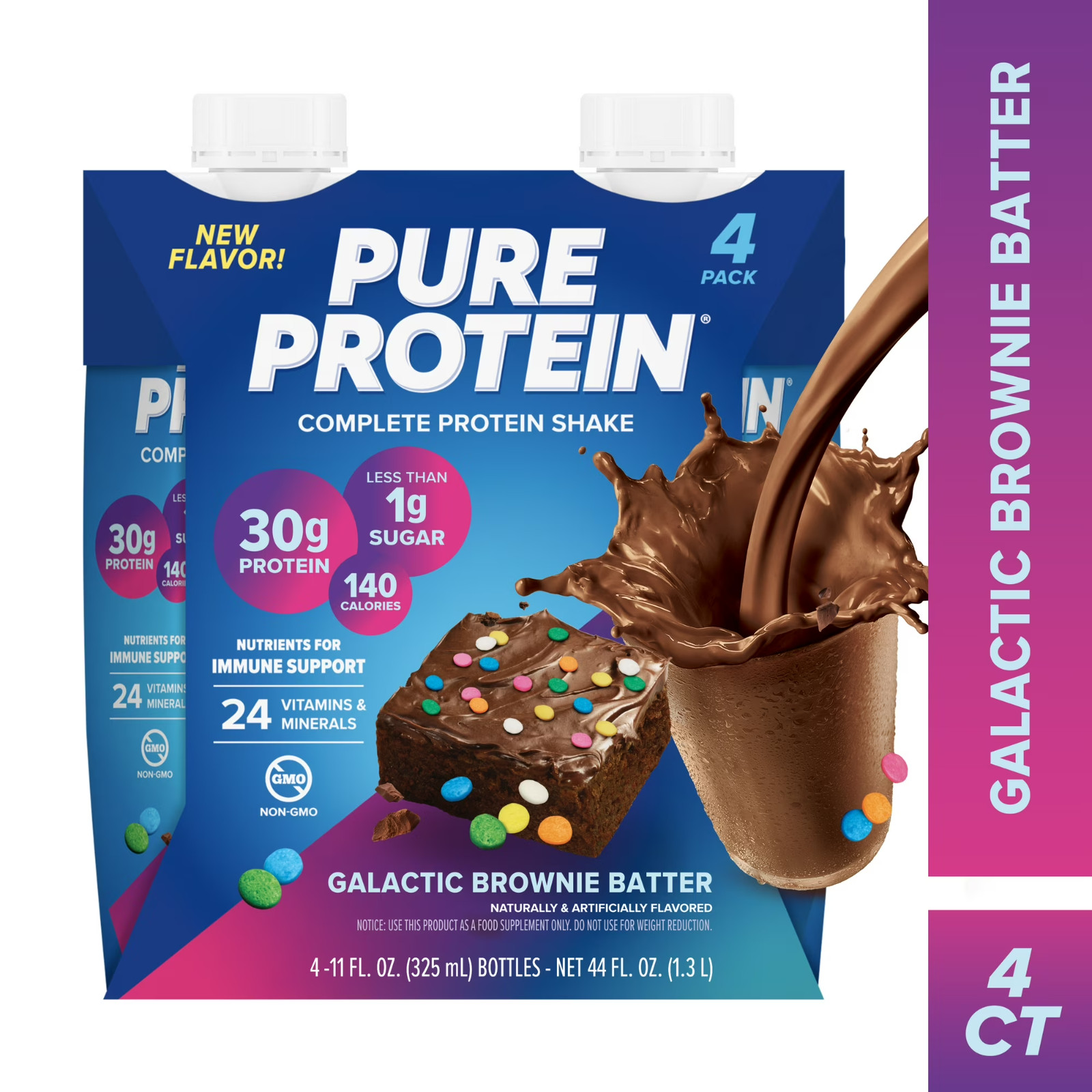 Pure Protein, Galactic Brownie Batter Complete Protein Shake, 30g Protein, 11 fl