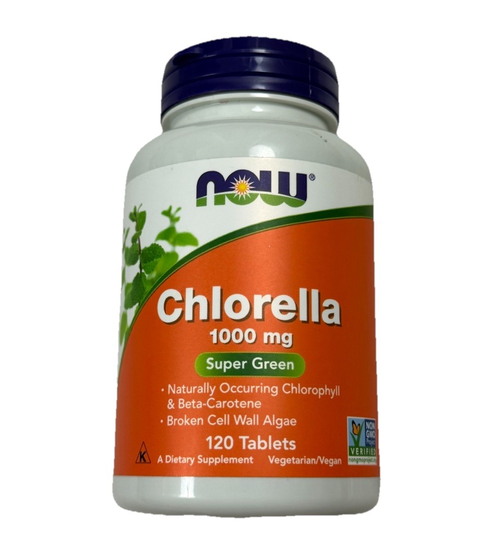 Now Chlorella 1000 mg Super Green 120 Tablets Vegetarian/Vegan Sealed 09/2028