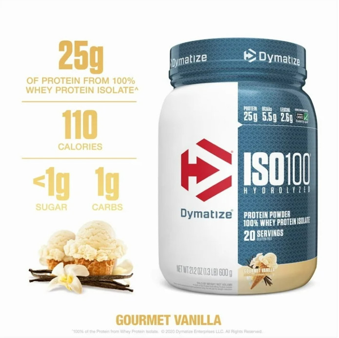 Dymatize ISO100 Hydrolyzed Whey Isolate, Gourmet Vanilla, 20 Servings